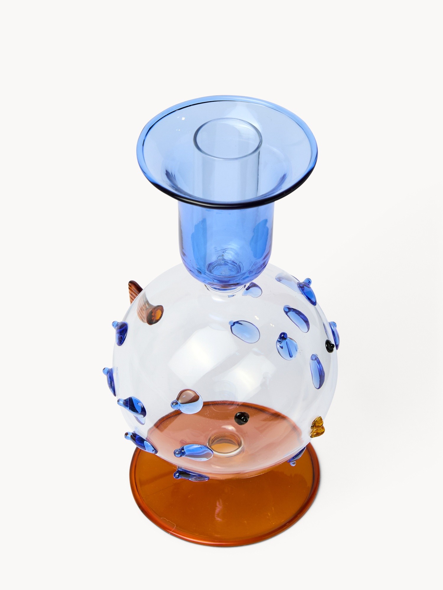 Candeliere in vetro borosilicato fatto a mano, Blu, large image number 1