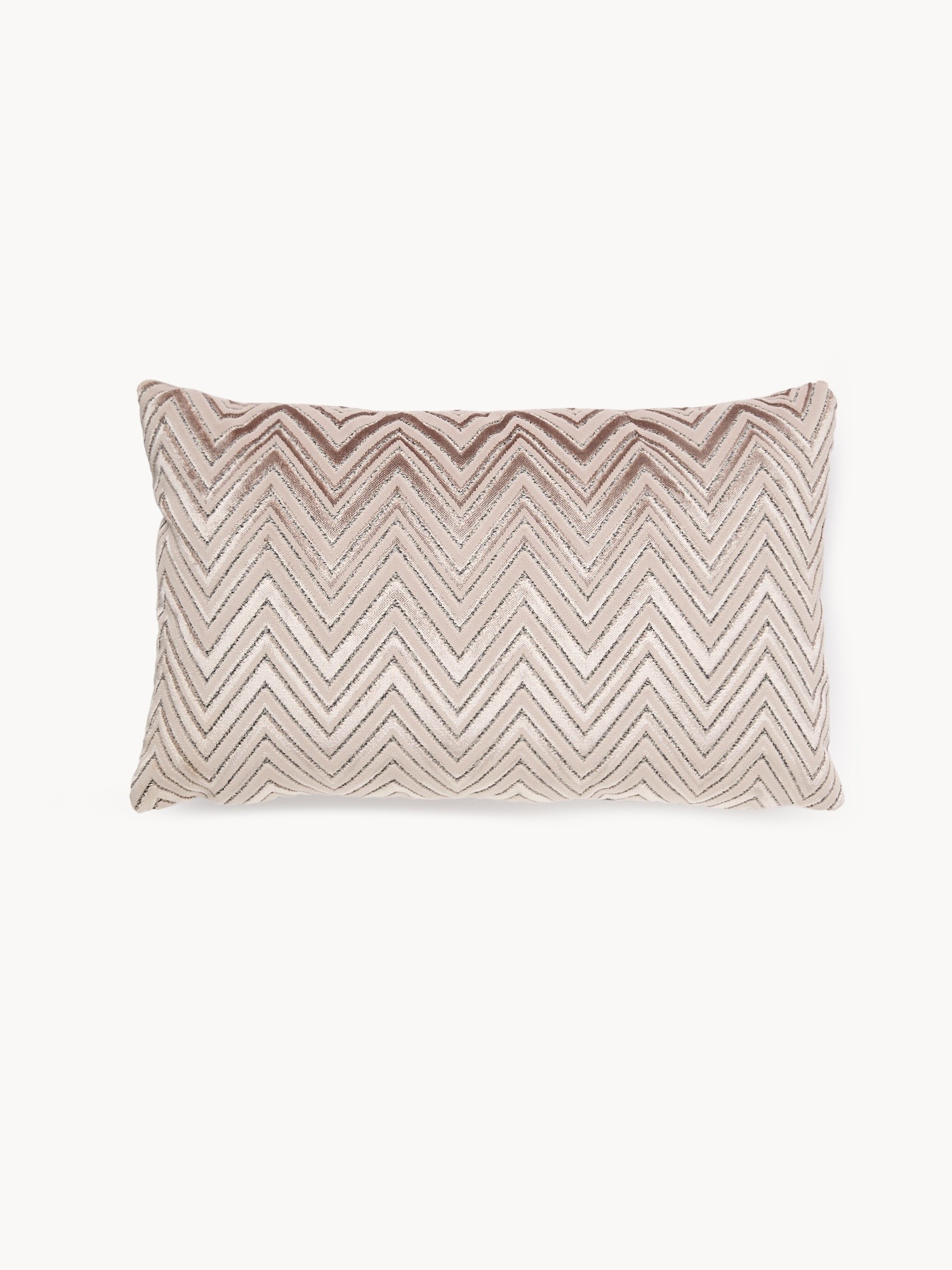 Cushion 35x55 cm in jacquard velvet with geometric pattern, Beige, large image number 4