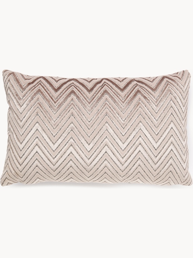 Cushion 35x55 cm in jacquard velvet with geometric pattern