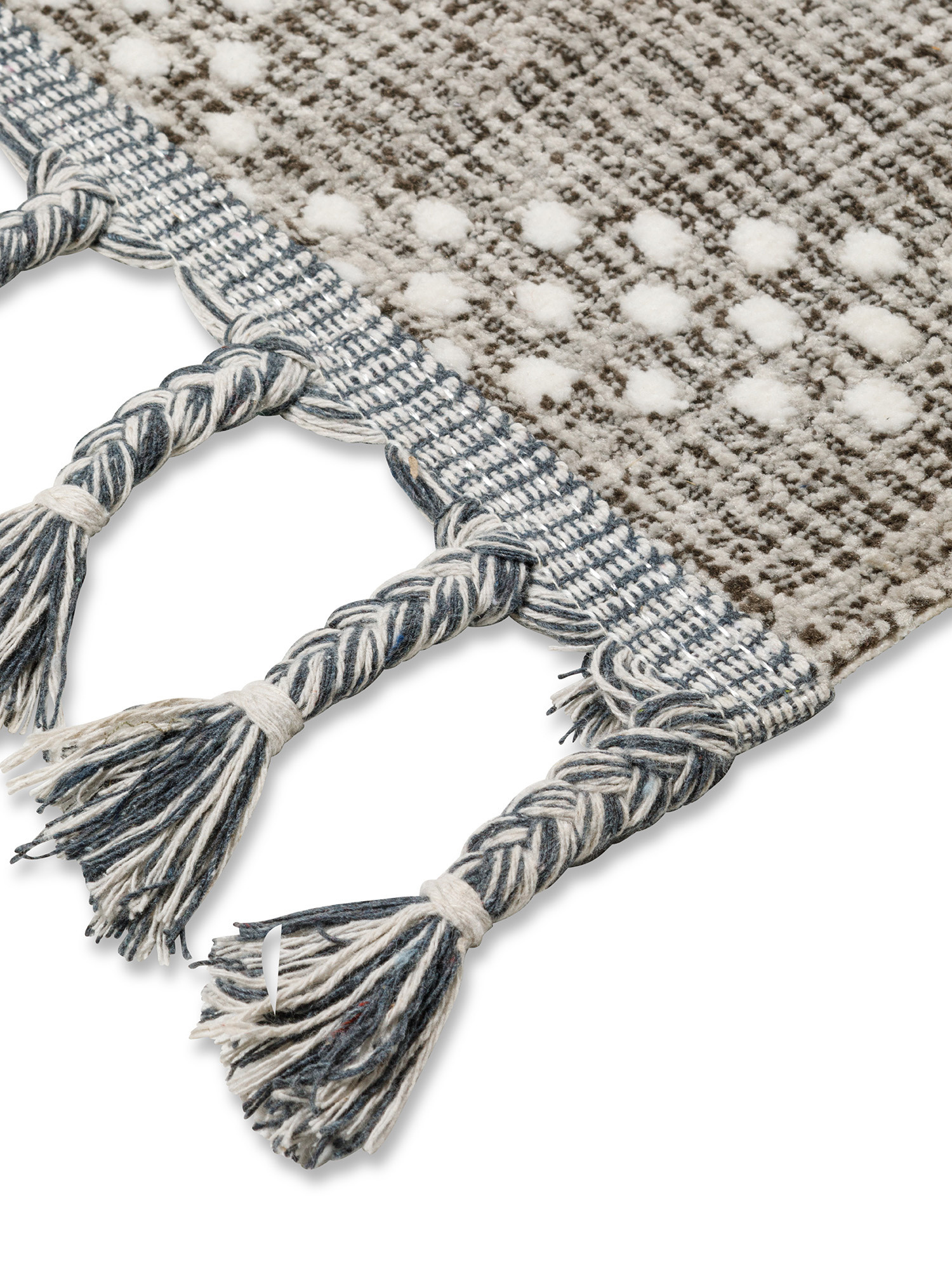 Geometric pattern rug with fringes, Grey, large image number 1