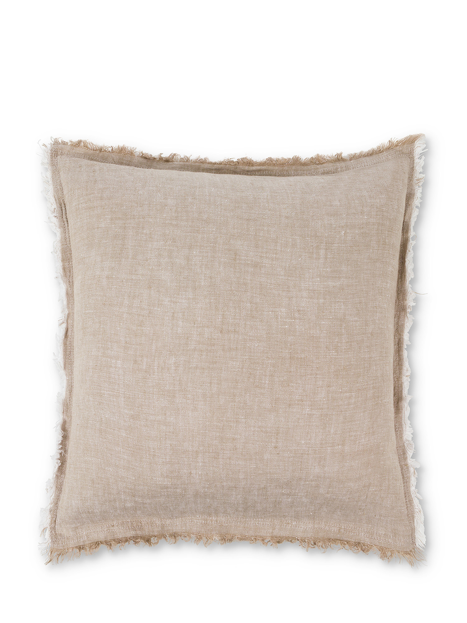 Solid color 100% linen cushion 45x45cm, Beige, large image number 0