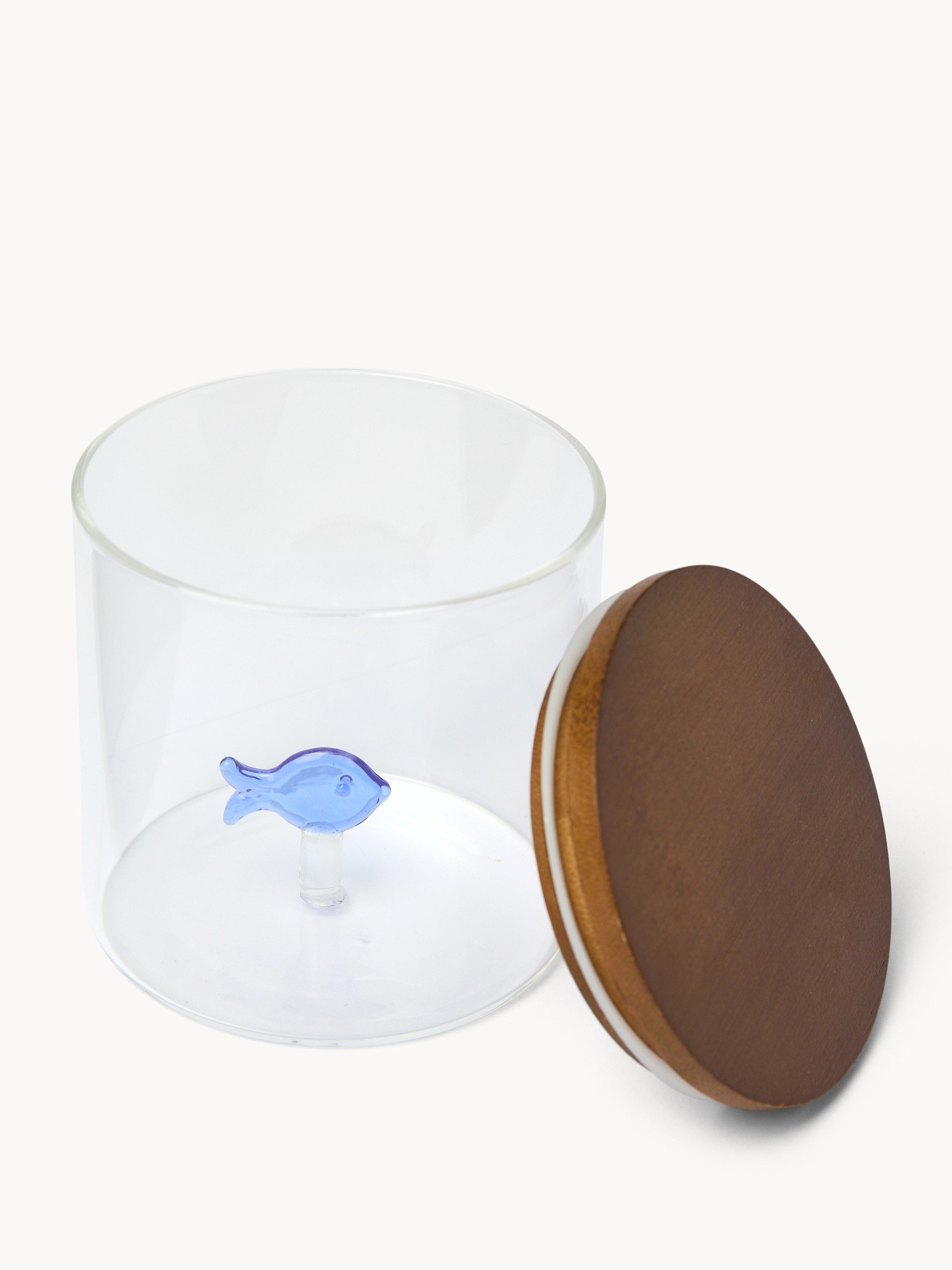 Borosilicate glass jar with fish detail, Transparent, large image number 1
