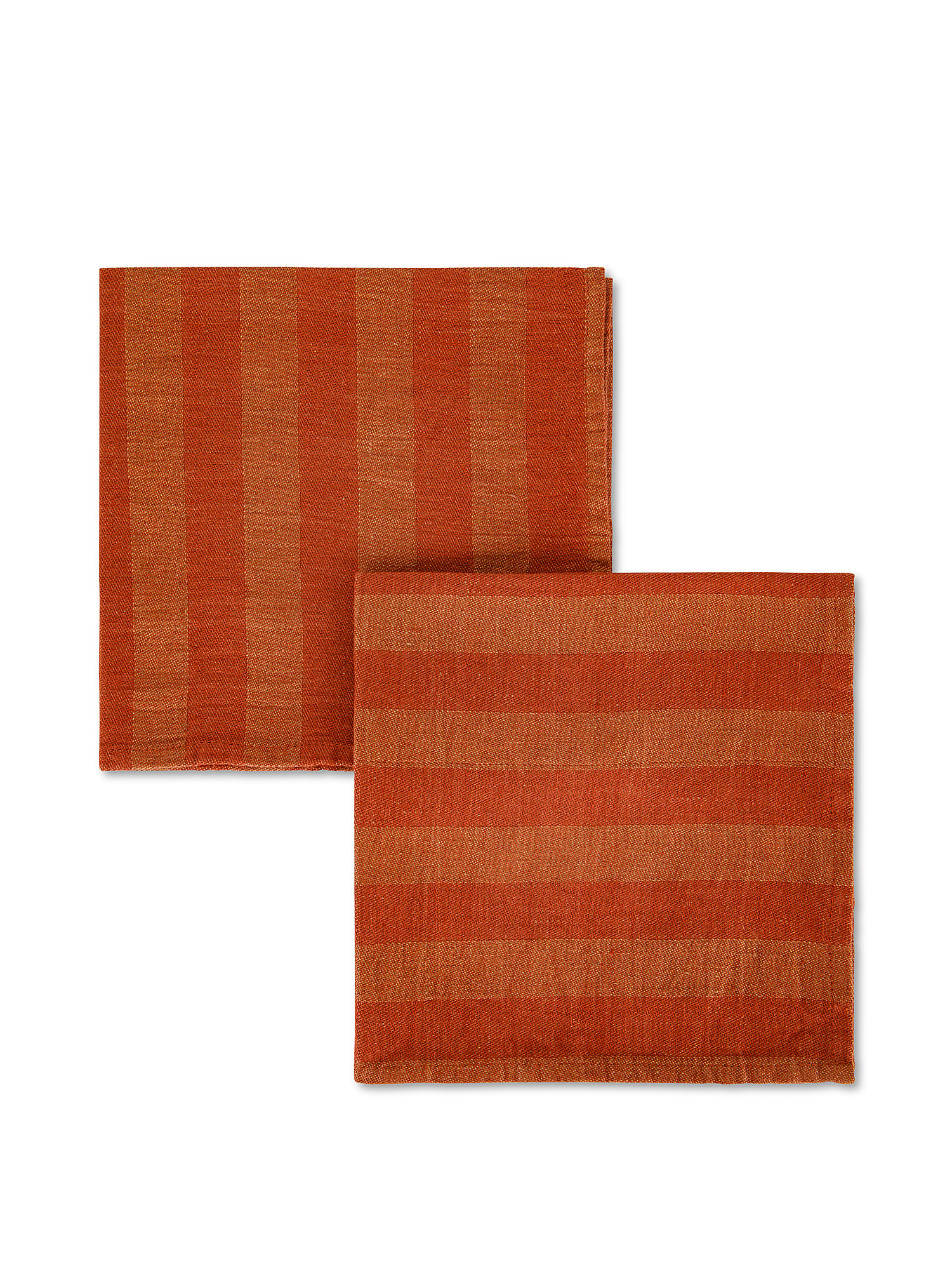 Set of 2 striped linen and cotton napkins, Brown, large image number 0