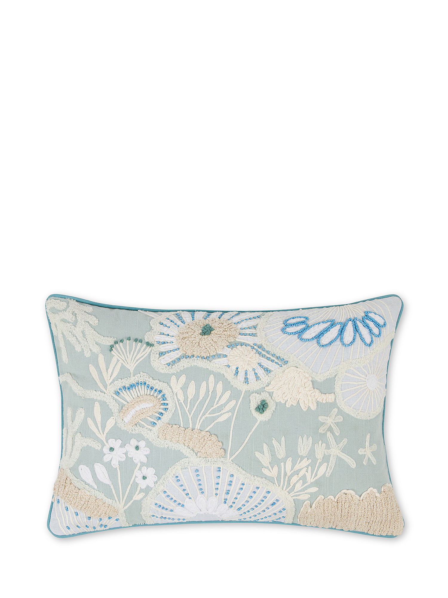 35X50 cm cushion with applications and embroidery, Light Blue, large image number 0