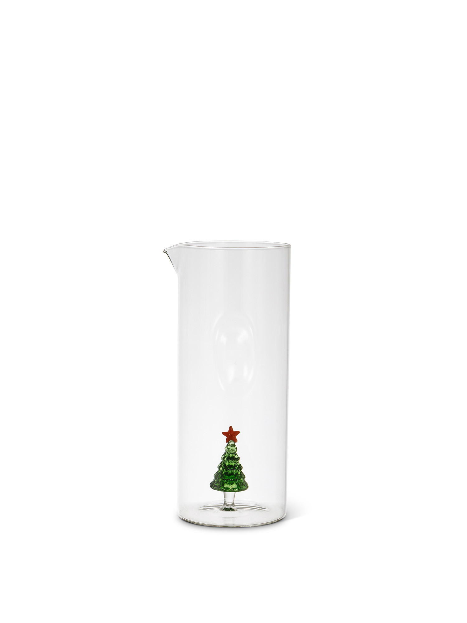 Glass carafe with Christmas tree detail, Transparent, large image number 0