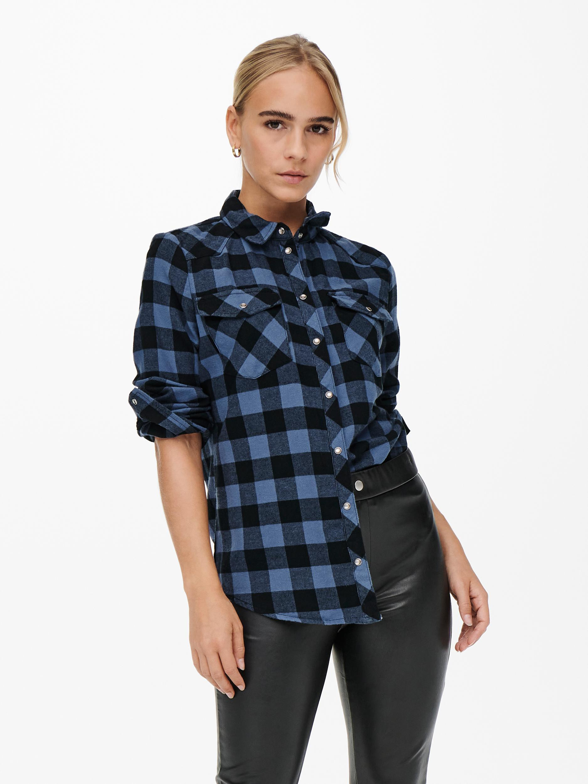 shirt with checked pattern, Blue, large image number 4