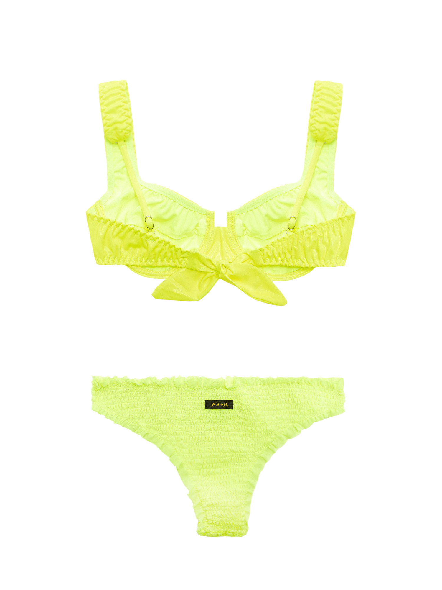 F**K - Bikini with underwire and Brazilian bottom, Yellow, large image number 1