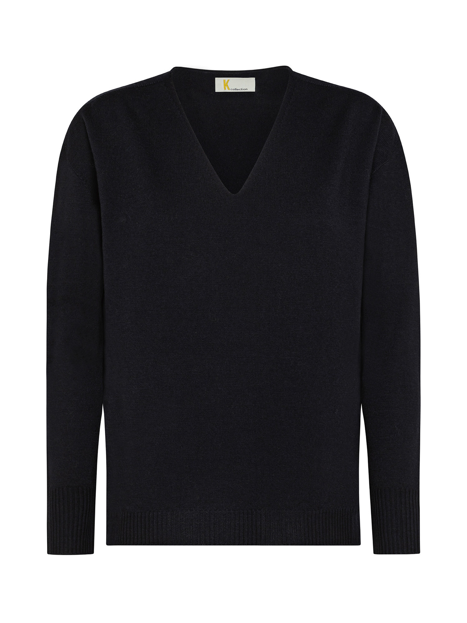 K Collection - V-neck sweater, Black, large image number 0