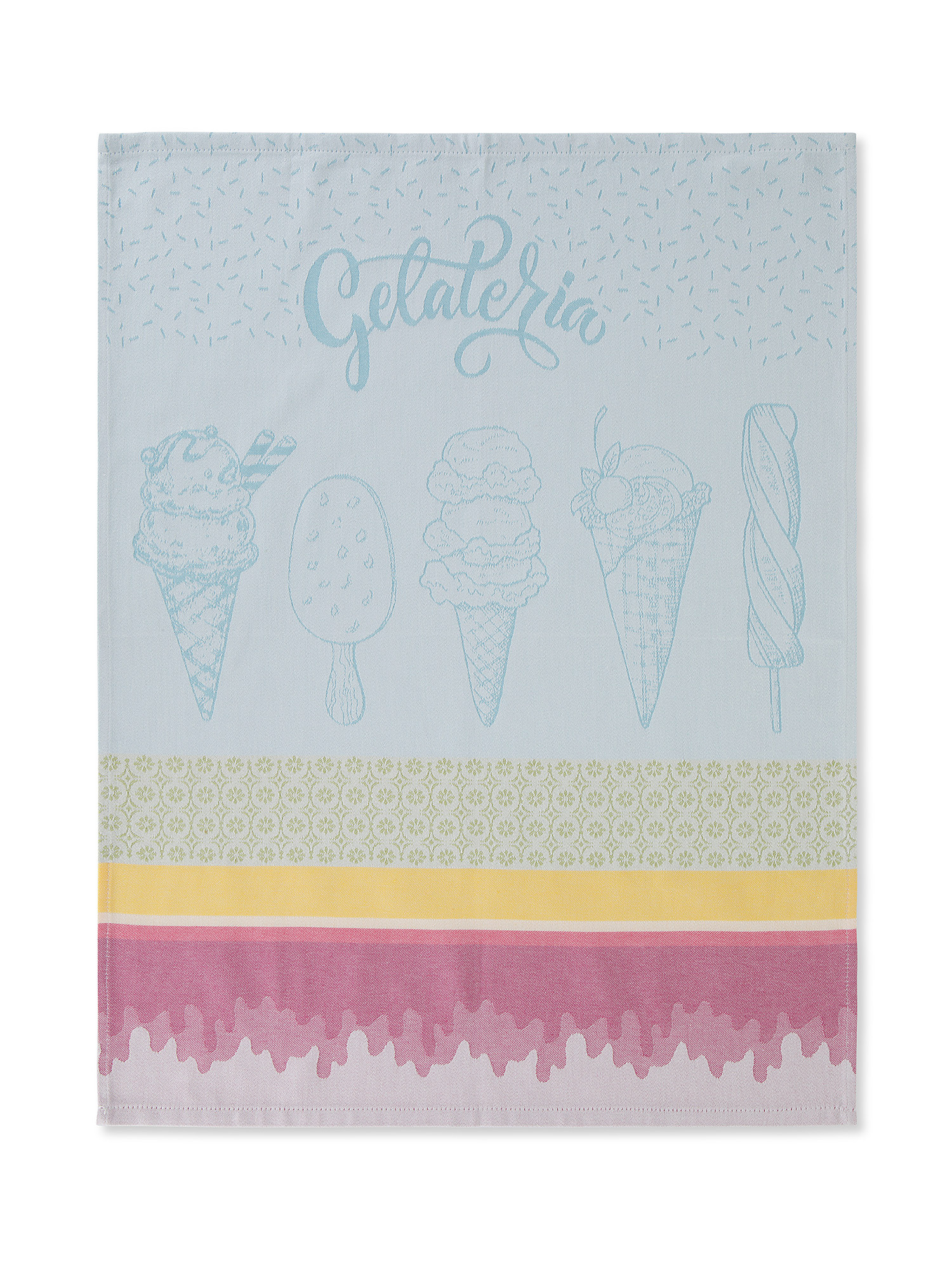 Set of 2 tea towels in cotton jacquard with ice cream motif, White, large image number 1