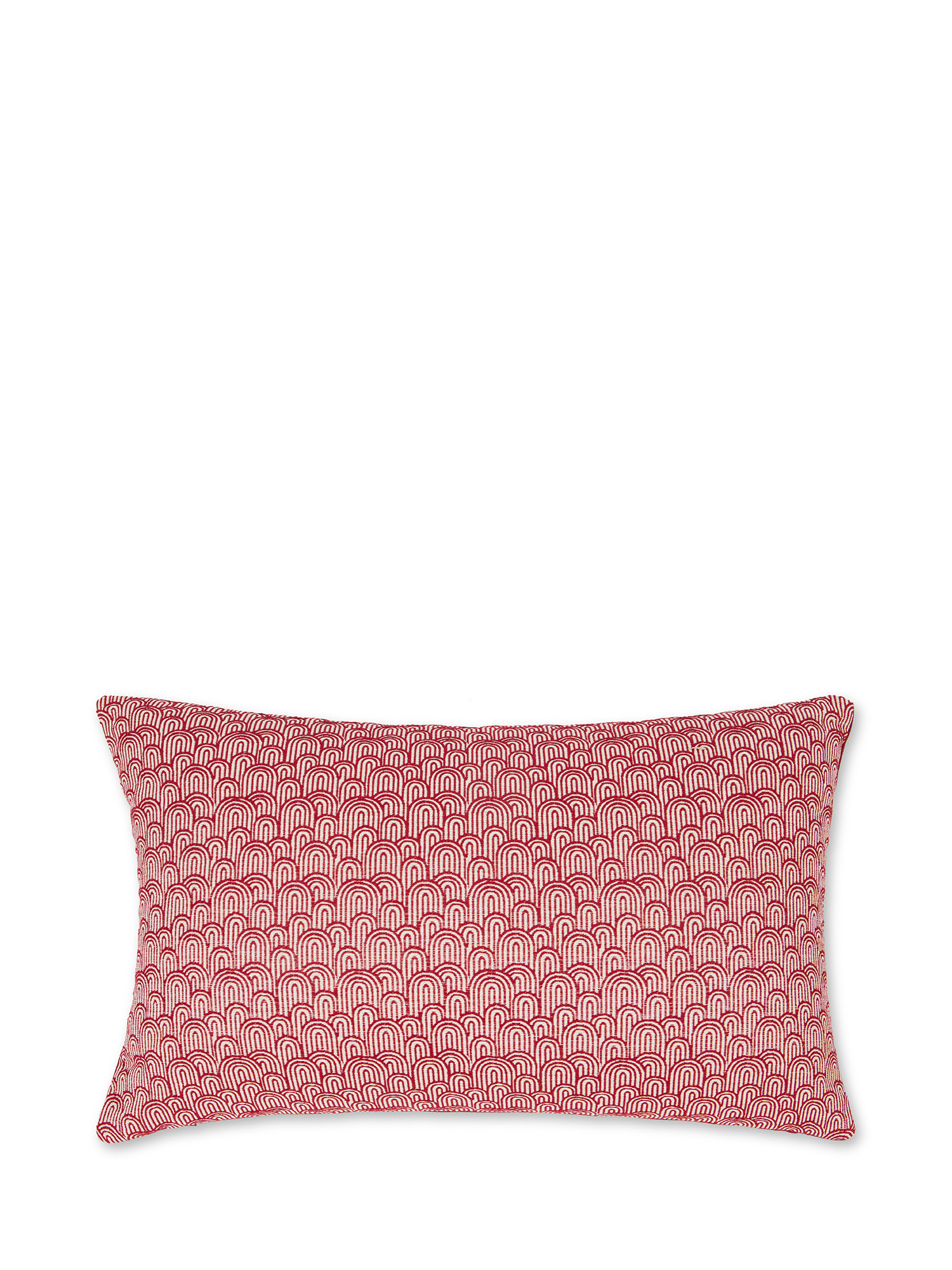 Cuscino tessuto jacquard motivo geometrico 35X55cm, Rosso, large image number 0