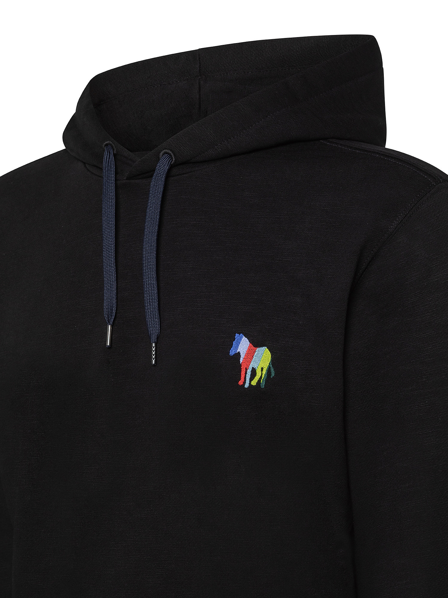 Men's hooded sweatshirt with zebra logo embroidery, Black, large image number 2