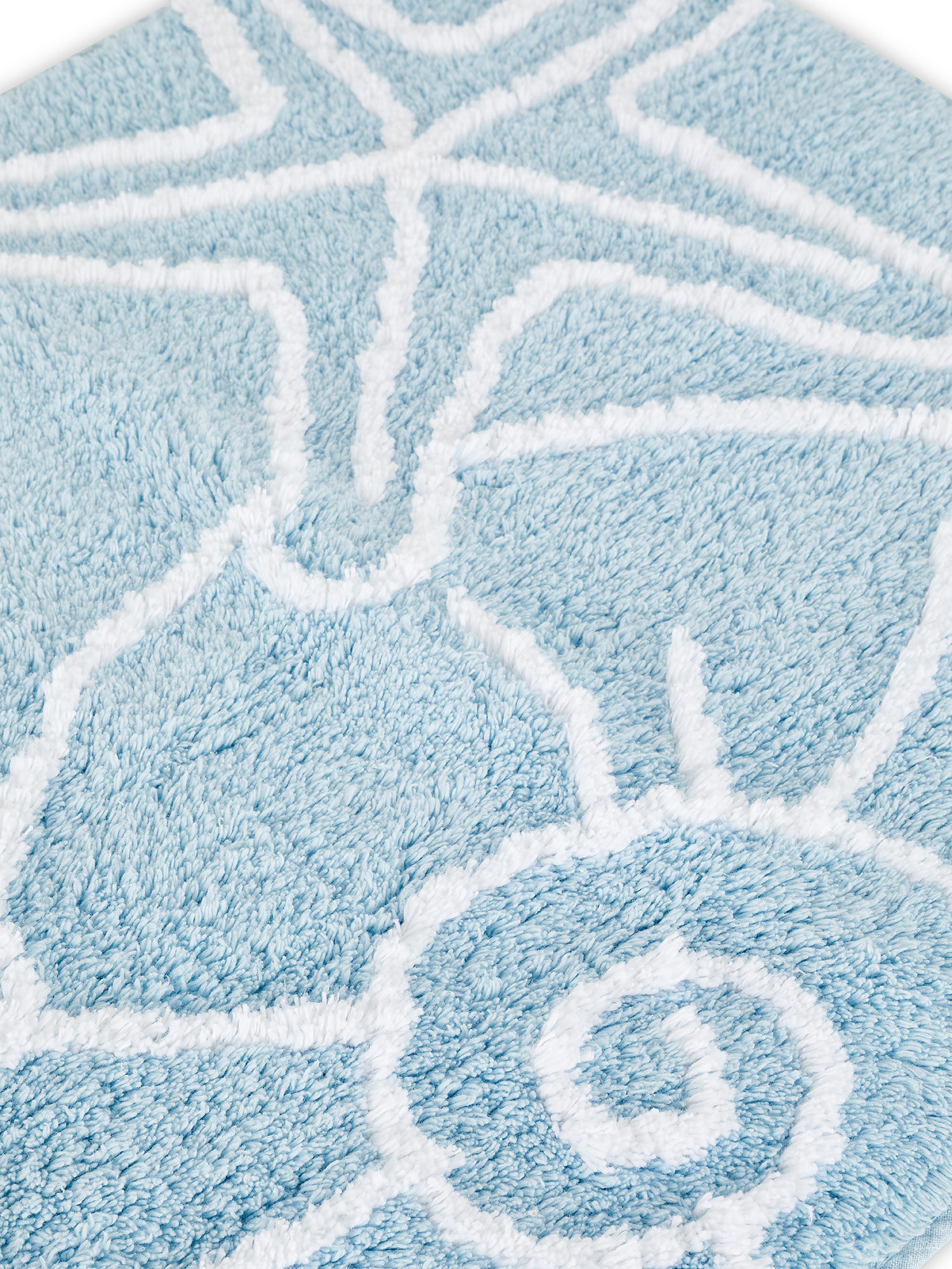 Tappeto bagno cotone motivo conchiglie, Azzurro, large image number 1