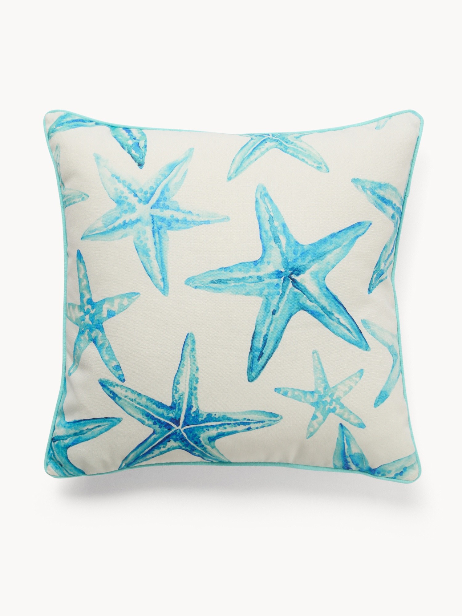 Starfish Print Cushion 45x45cm - Introductory Price, Bianco/Azzurro, large image number 0