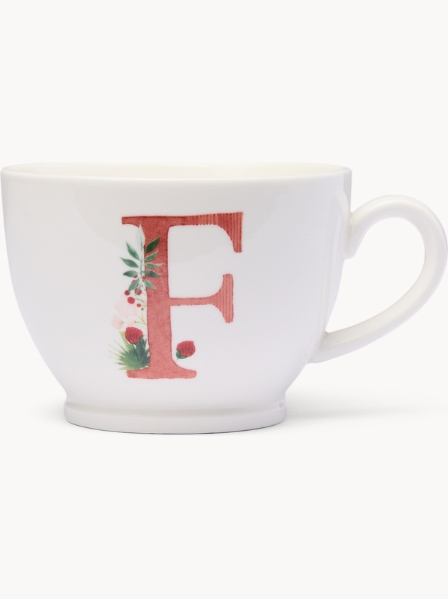 Tazza da colazione in new bone china lettera F