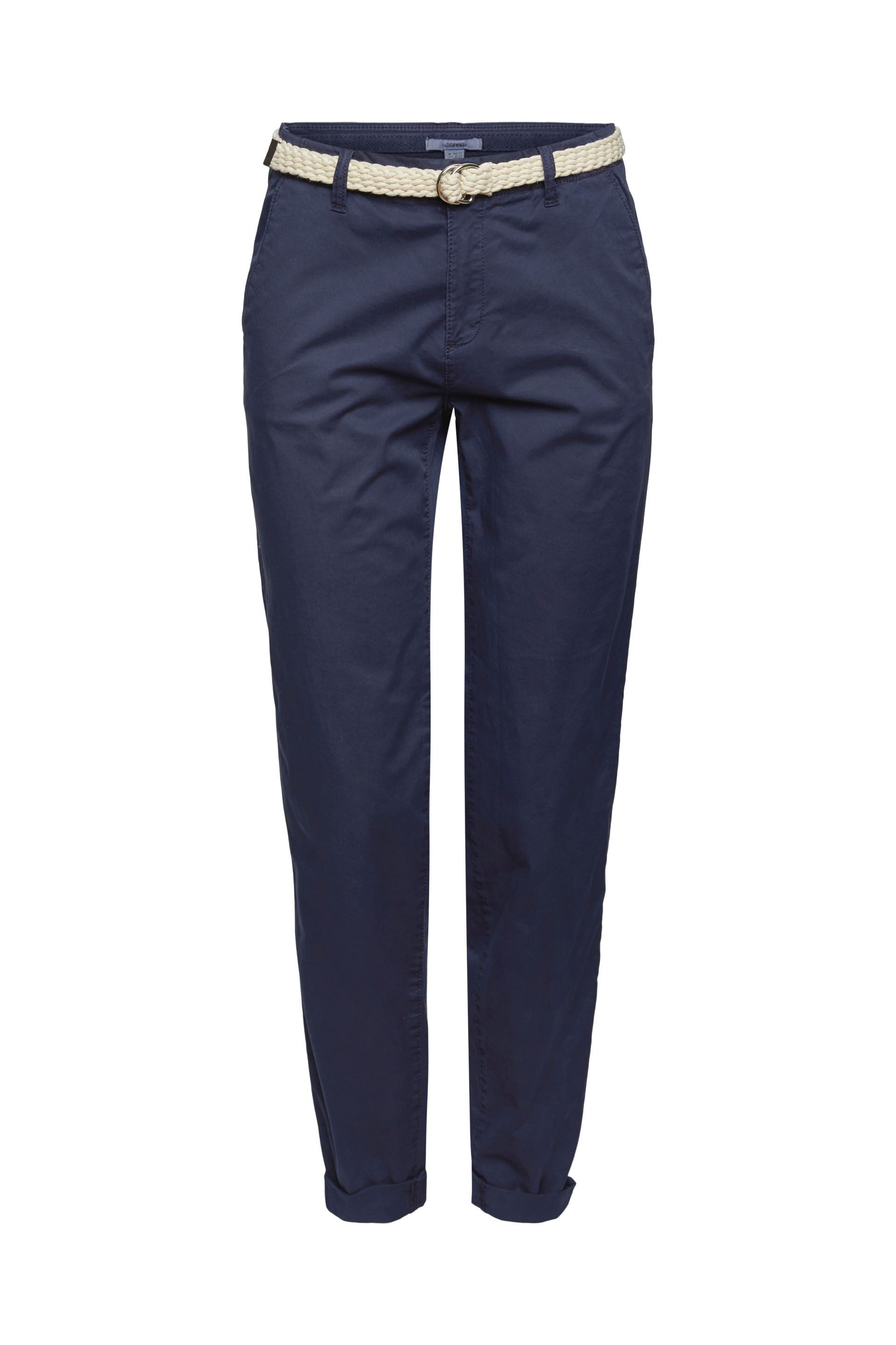 Pantaloni chino con cintura intrecciata, Blu, large image number 0