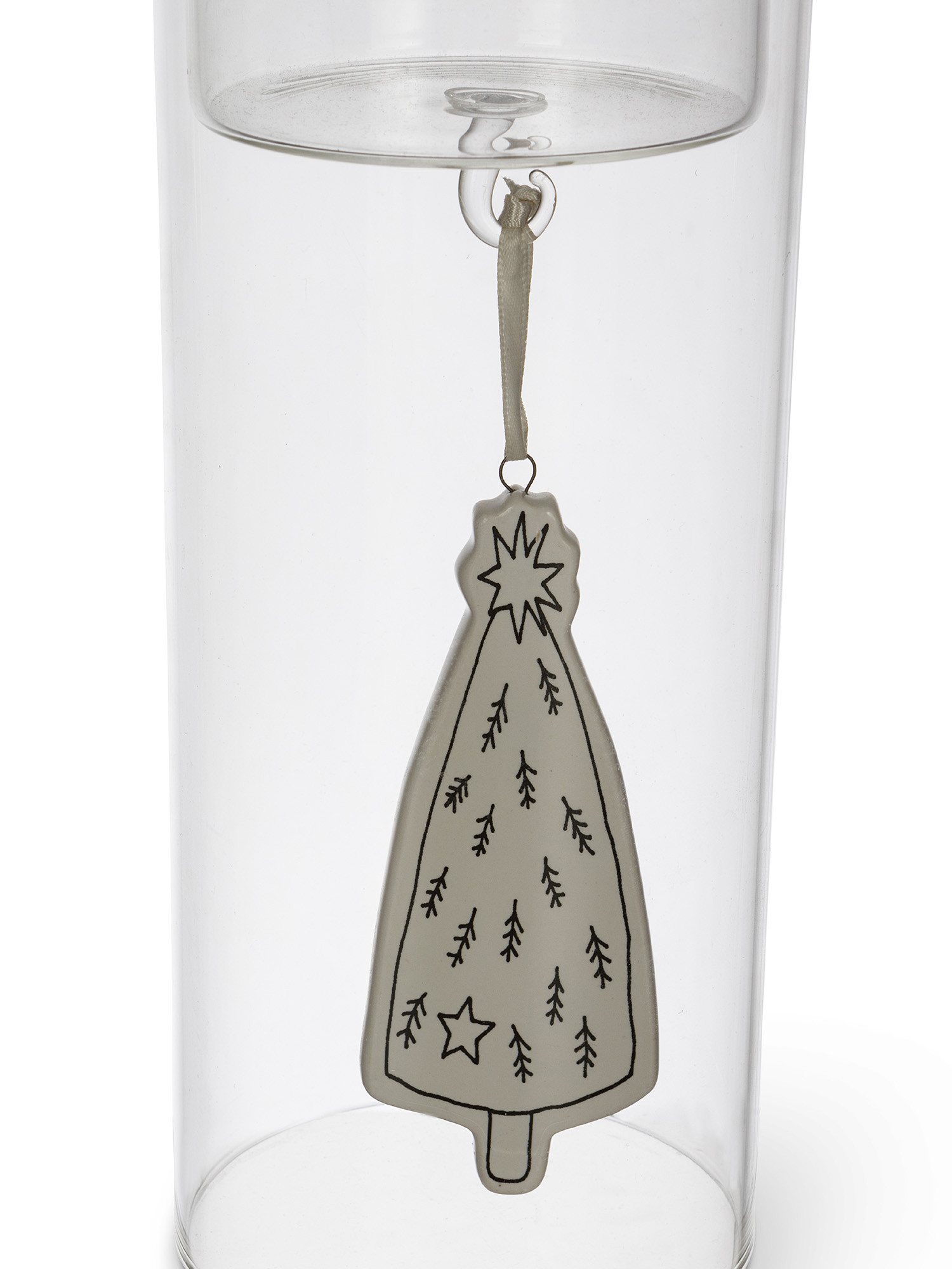 Transparent glass candle holder with ceramic pendant, Transparent, large image number 1
