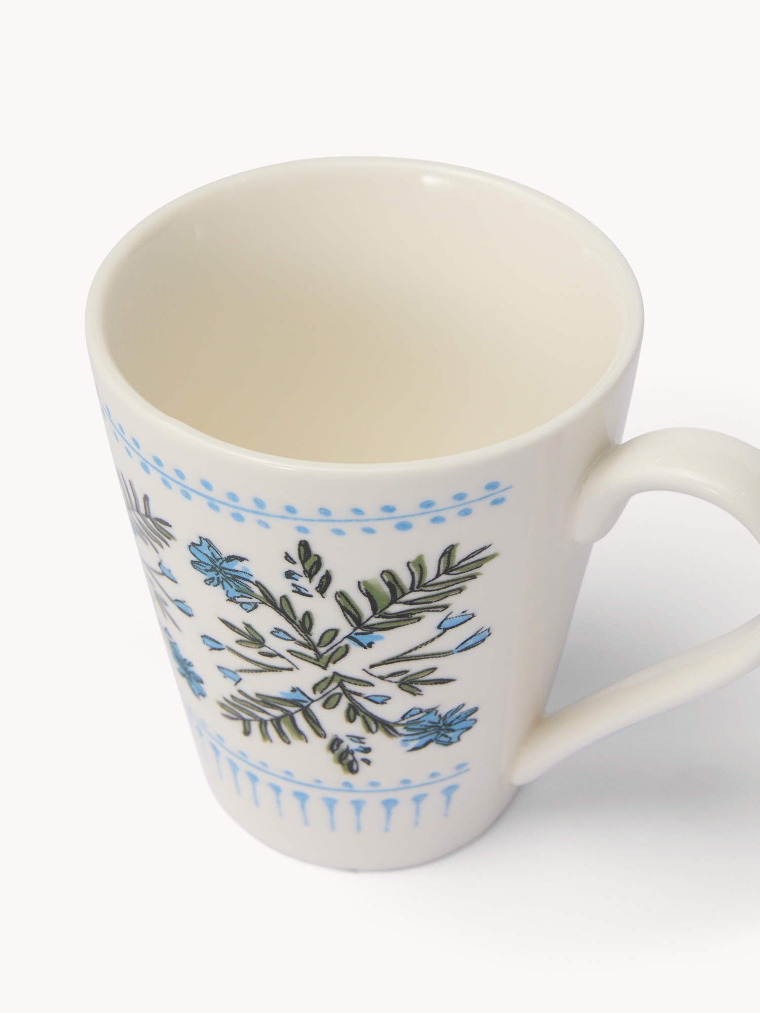 Mug in porcellana motivo fiorellini, Bianco/Azzurro, large image number 0