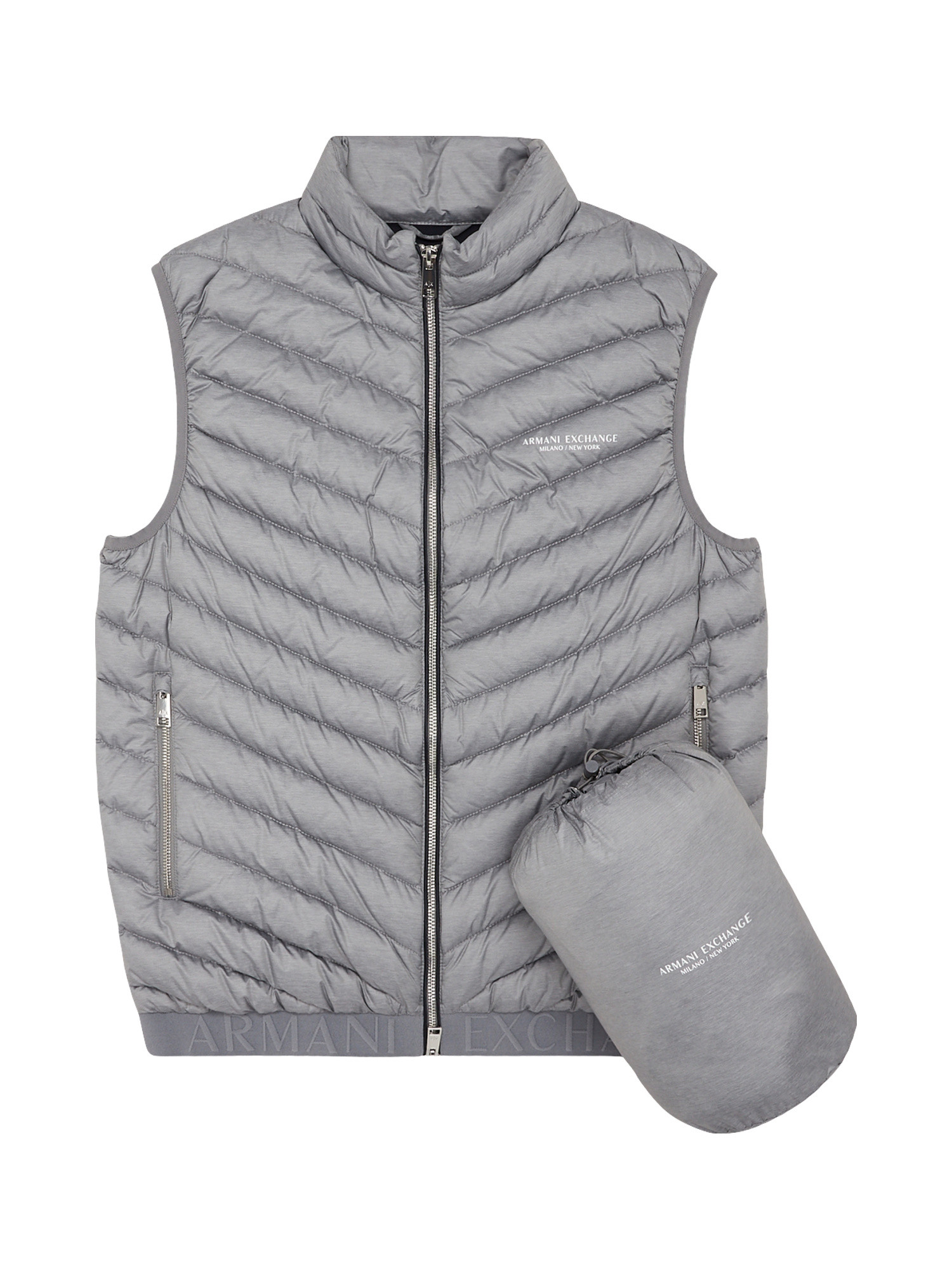 Armani Exchange - Padded sleeveless down jacket, Dark Grey, large image number 1