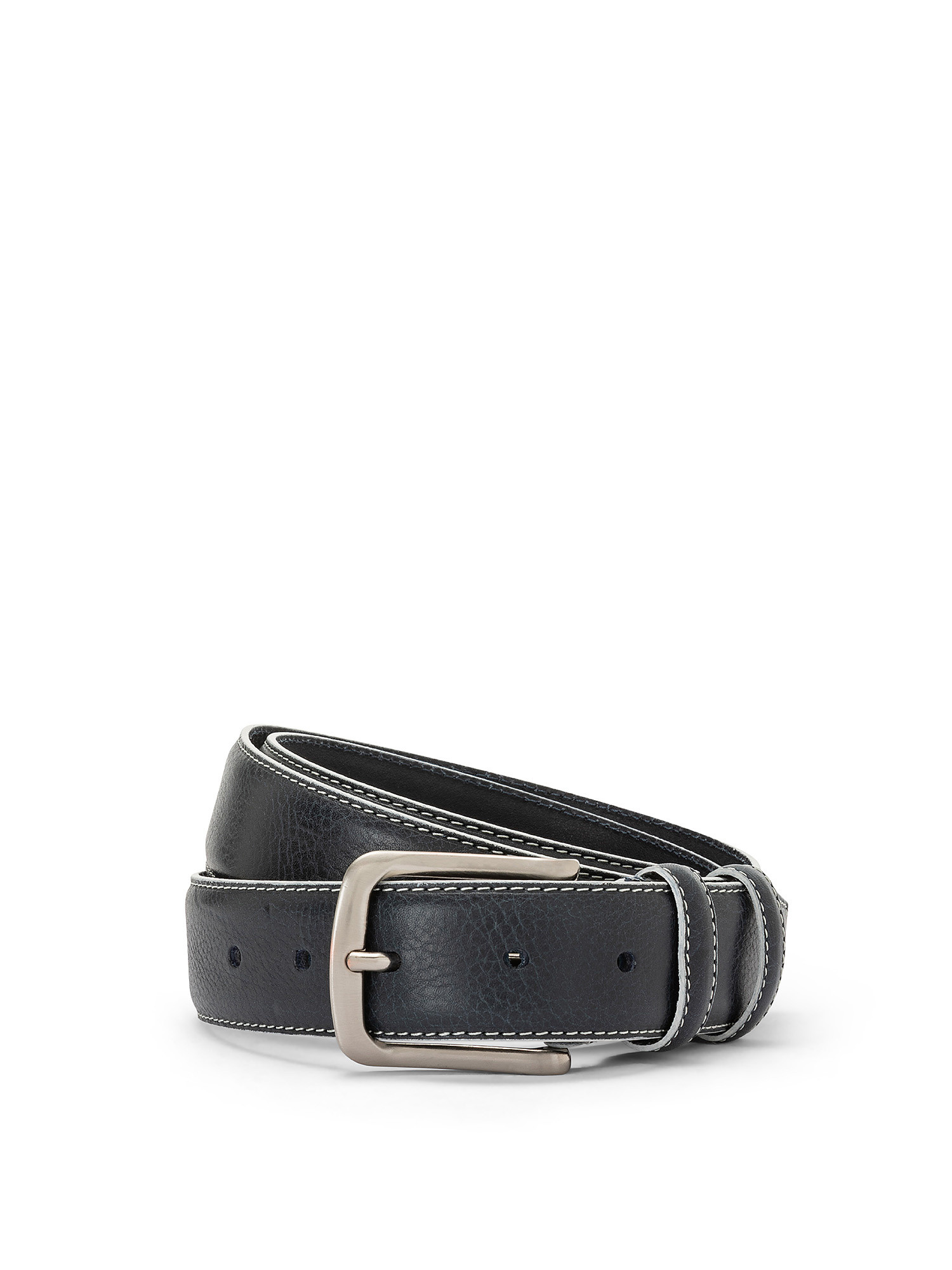 Solid color genuine leather belt, Blue, large image number 0