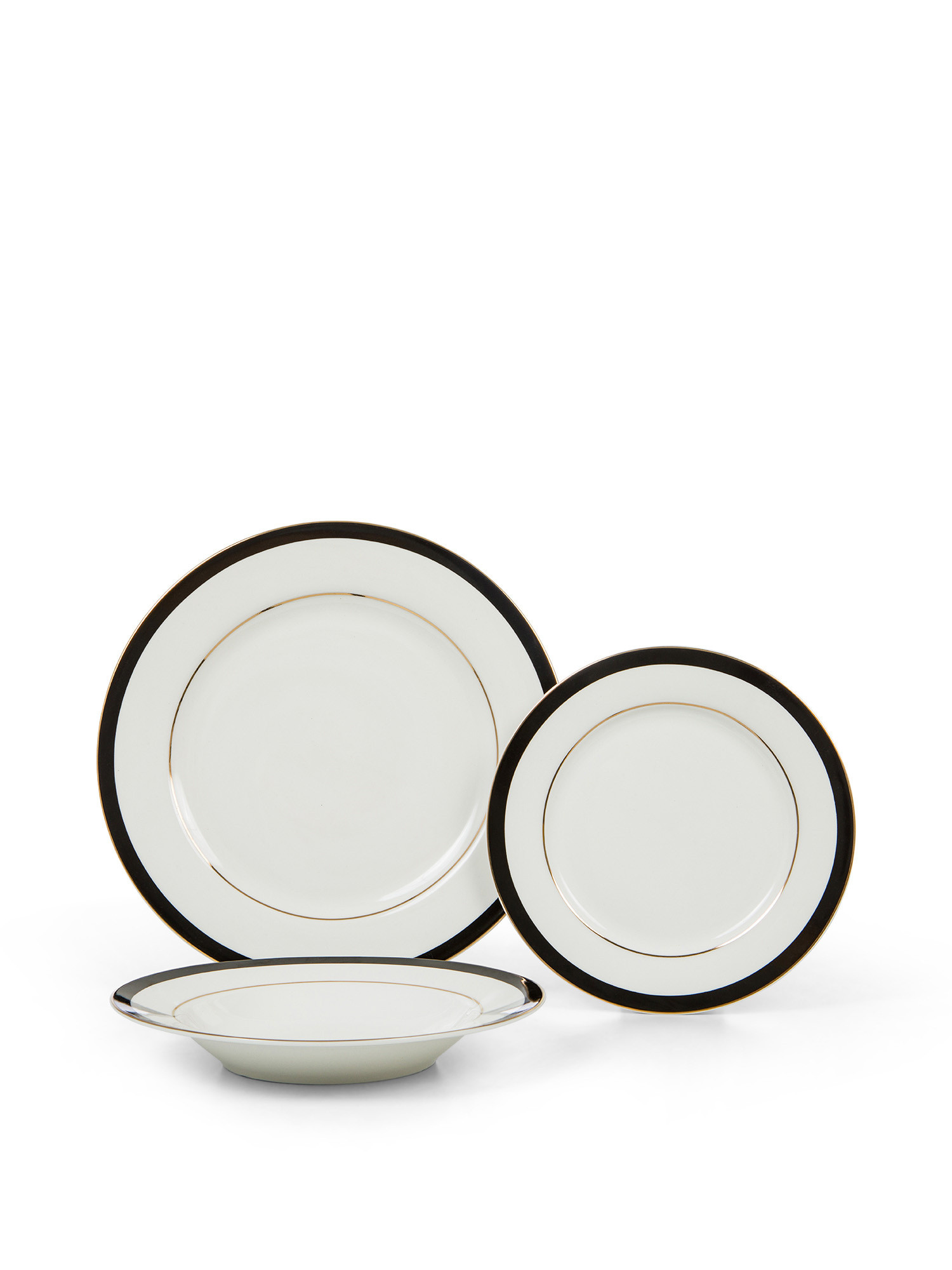 Soup plate in new bone china with black edge, White, large image number 2