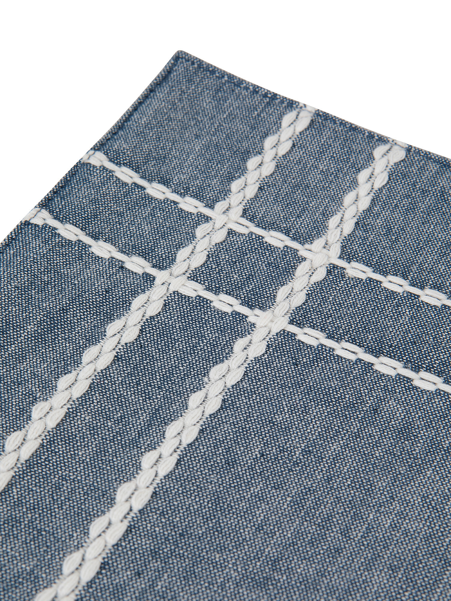 Cotton placemat with braids embroidery, Light Blue, large image number 1