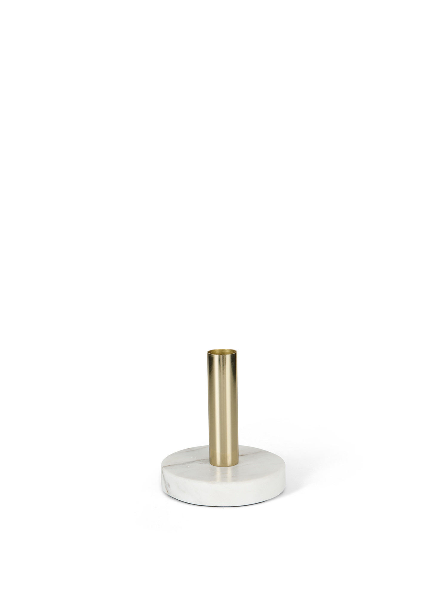 White marble and iron candlestick, Gold, large image number 0
