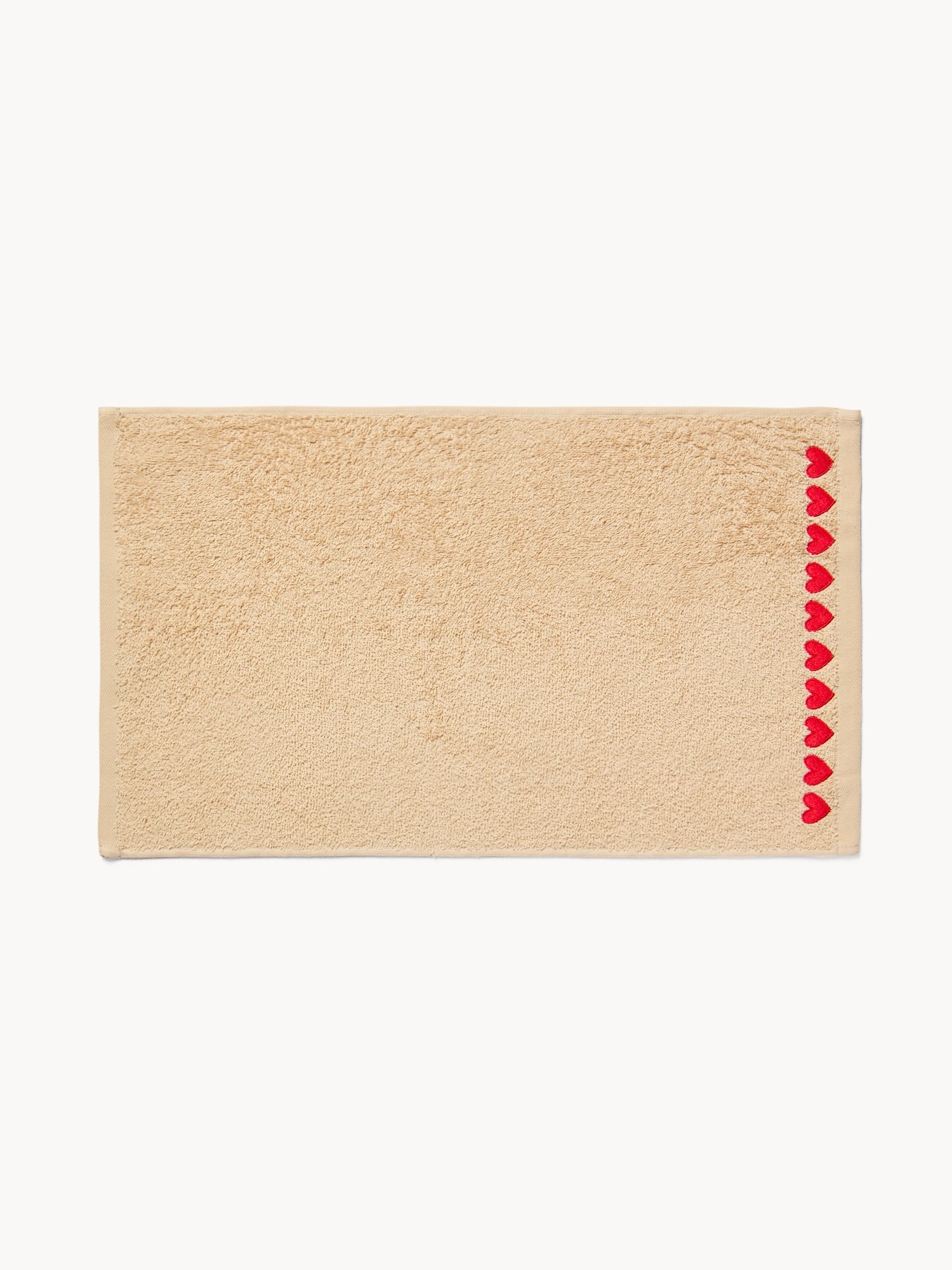 Set of 2 cotton terry towels with heart embroidery, White, large image number 1