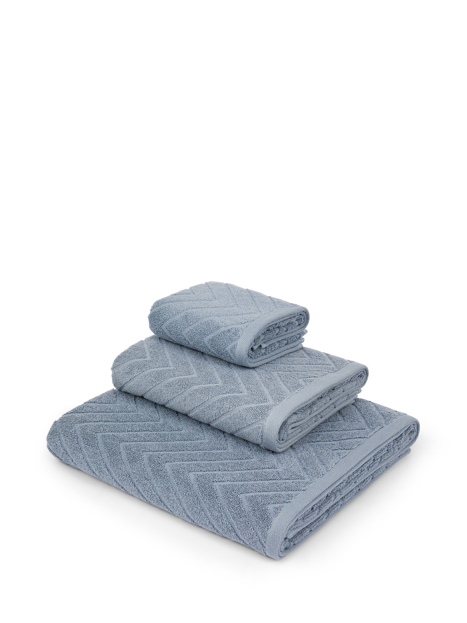 Asciugamano in spugna di cotone con disegno Jacquard, Azzurro, large image number 0
