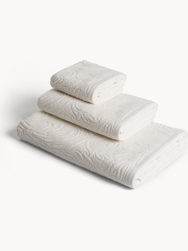 Asciugamano in velour di cotone lavorazione damascata