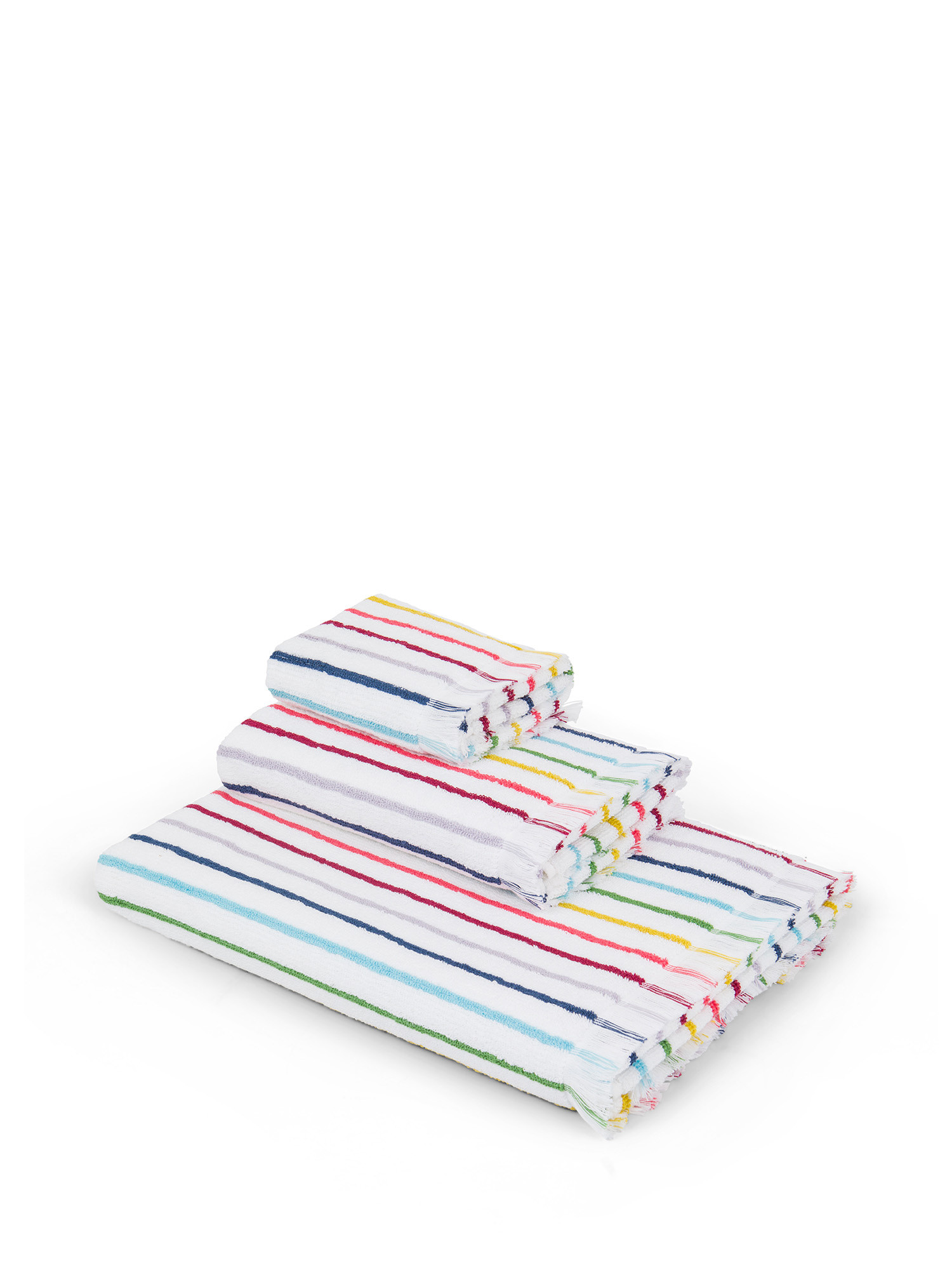 Striped cotton terry towel, Multicolor, large image number 0