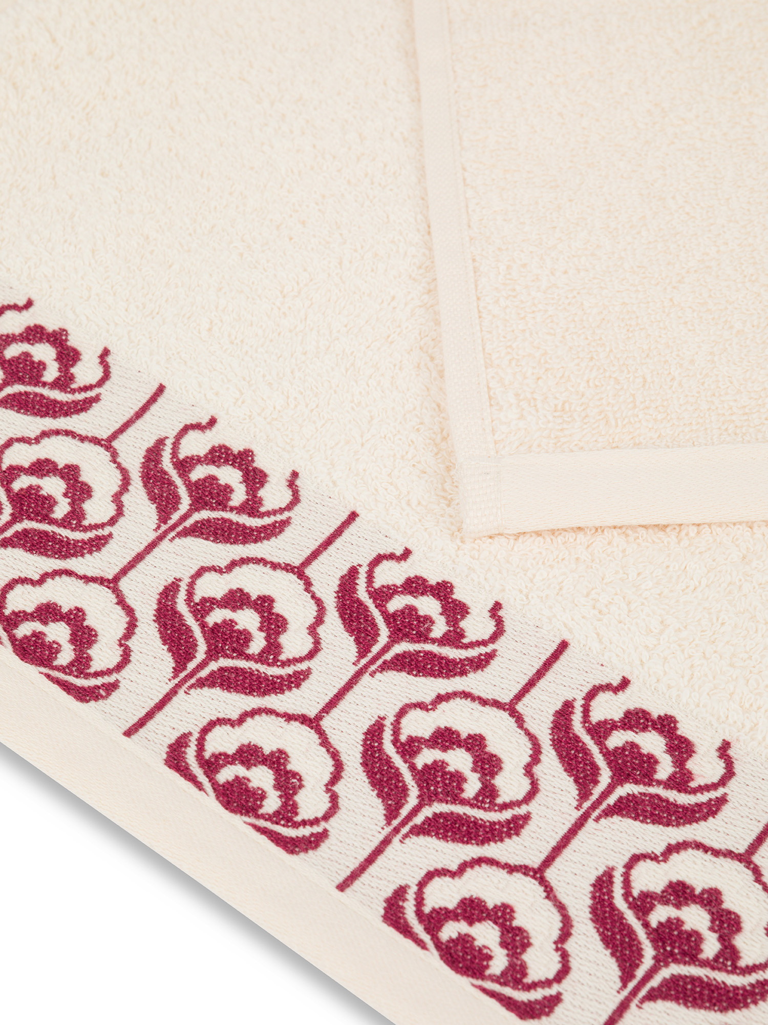 Asciugamano spugna di cotone motivo floreale, Crema, large image number 2