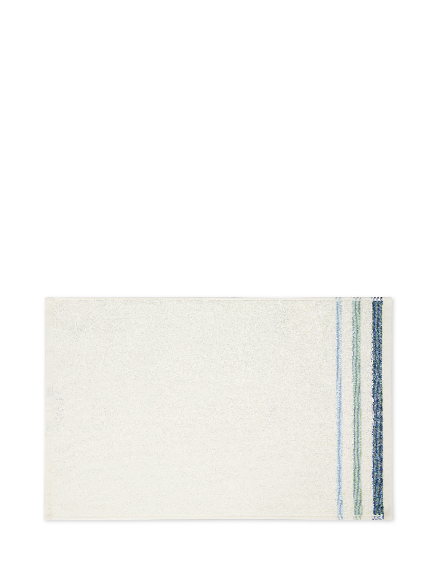 Asciugamano in spugna di cotone con bordo jacquard goffrato, Bianco, large image number 1
