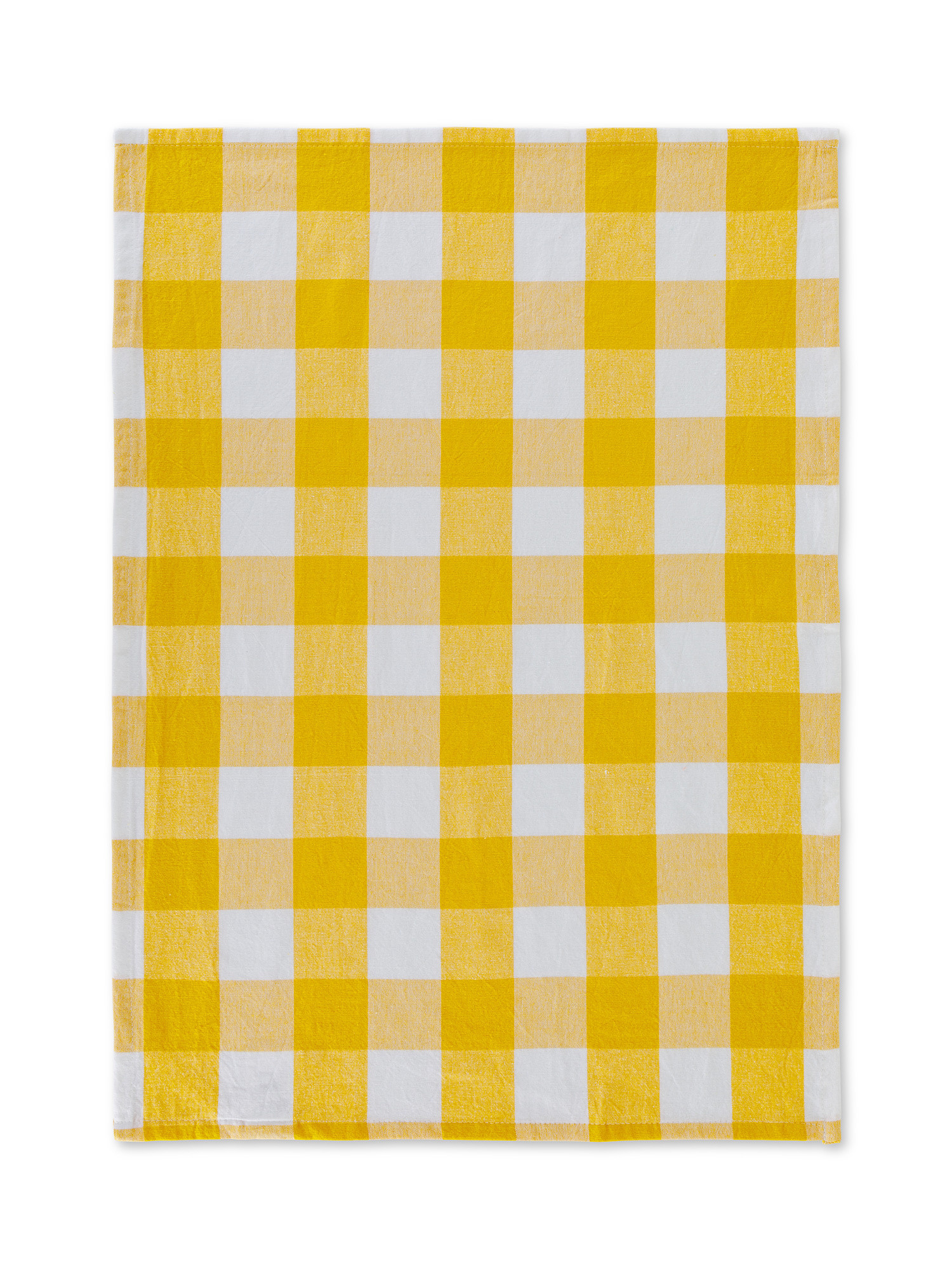 Set of 3 squared washed pure cotton tea towels, Yellow, large image number 2