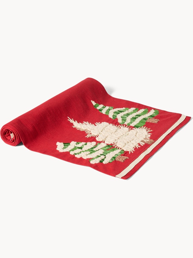 Runner in puro cotone ricamato