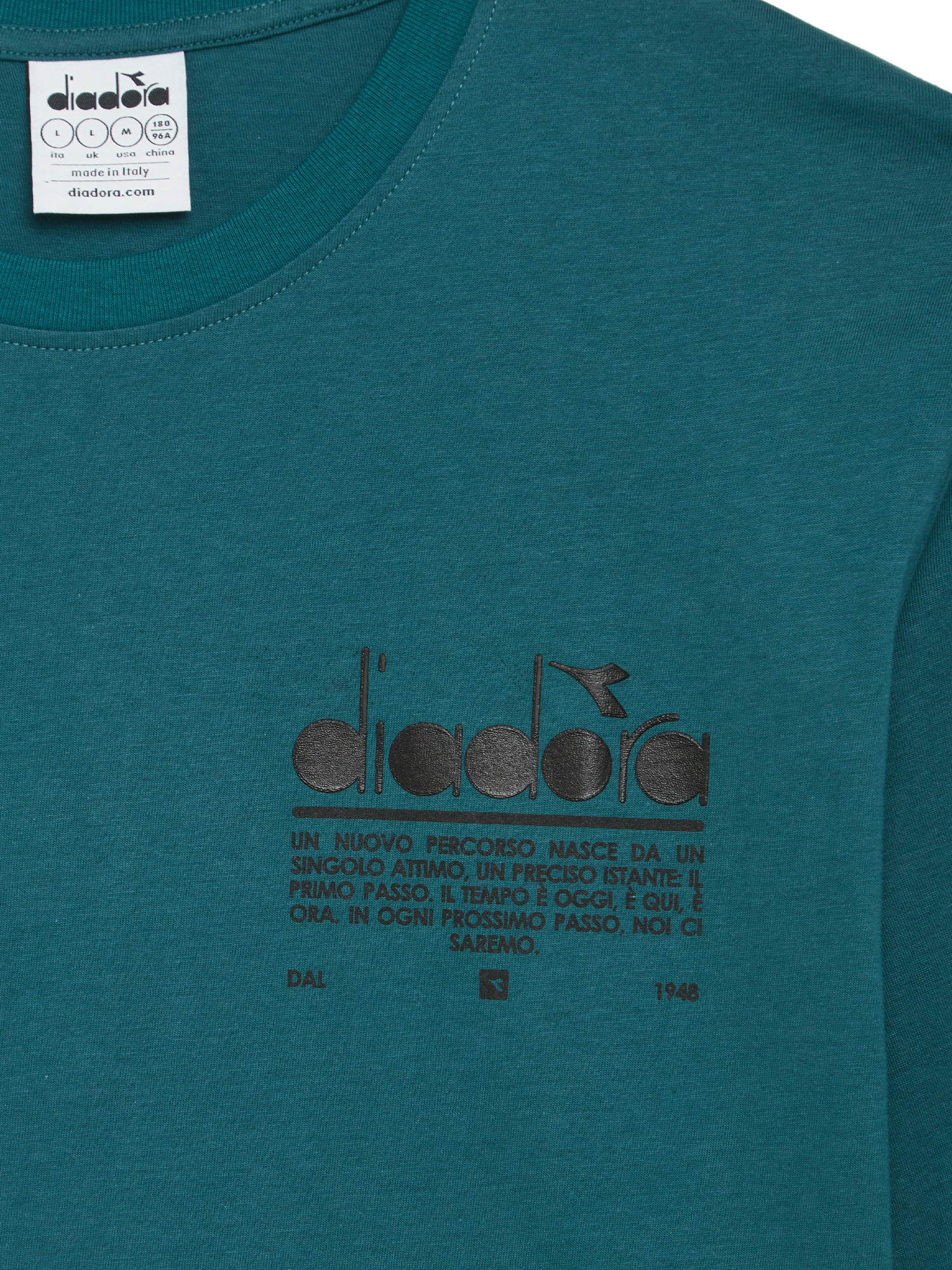 Diadora - T-shirt girocollo Manifesto in cotone, Petrolio, large image number 1
