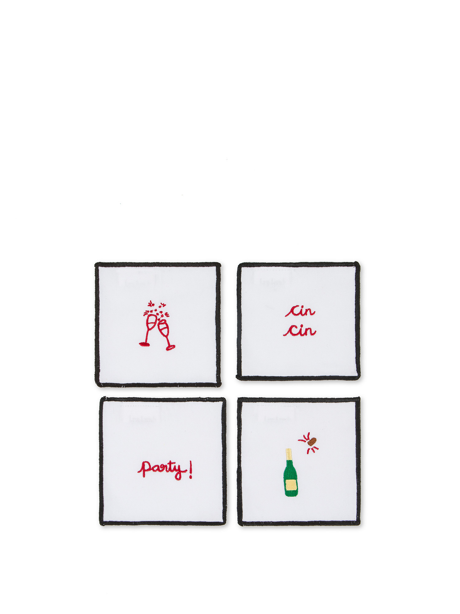 Set of 4 cotton cocktail napkins with embroidery, Multicolor, large image number 0