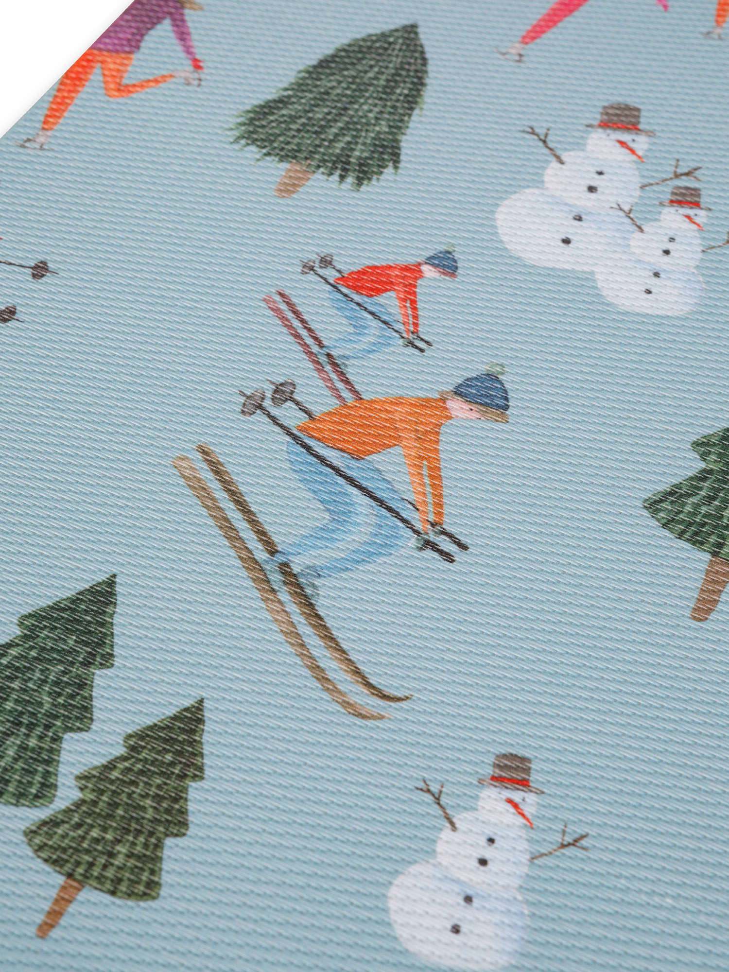 PVC placemat with skiers print, Light Blue, large image number 1