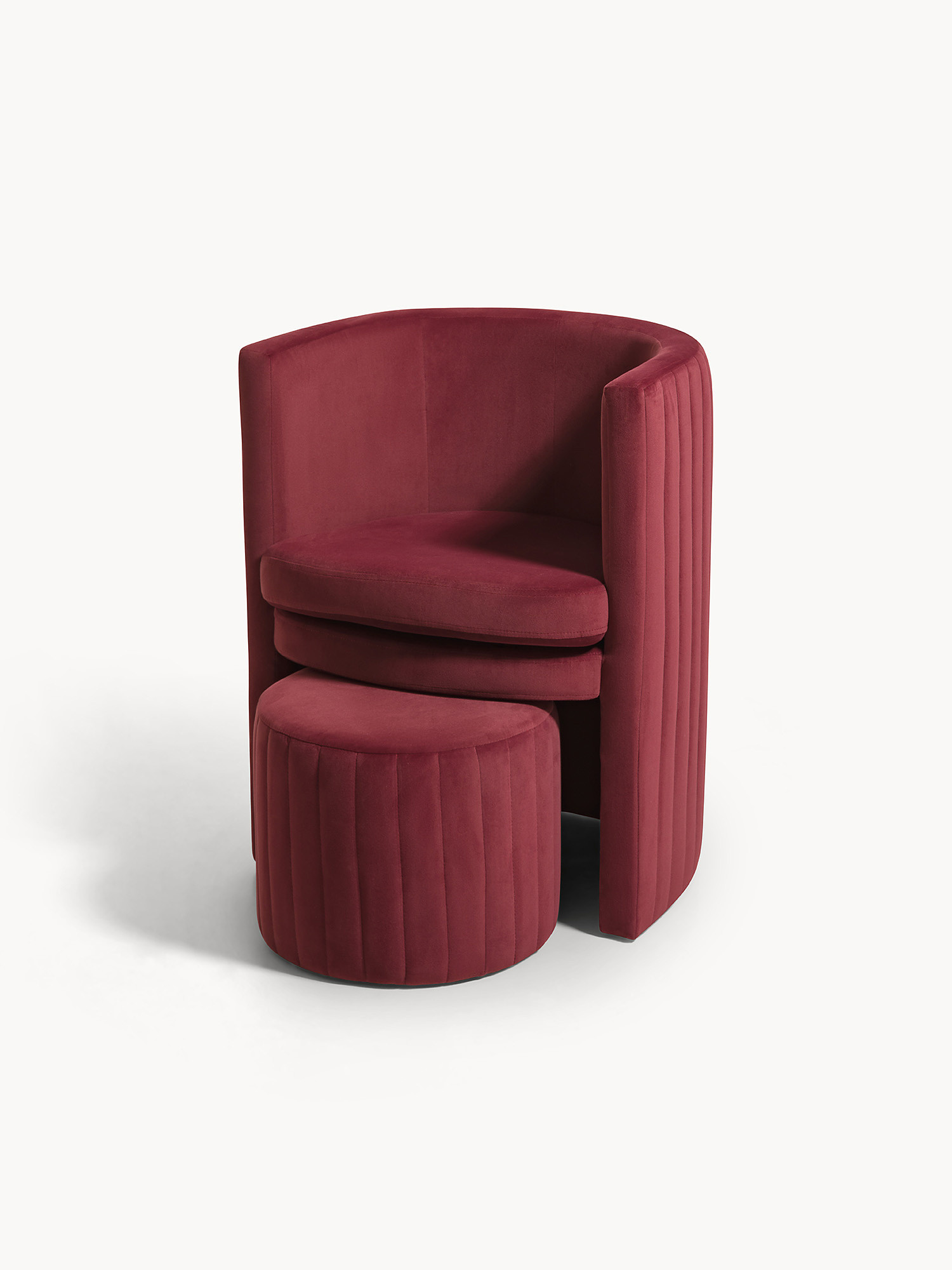 Set poltrona e pouf Round, Marrone, large image number 0