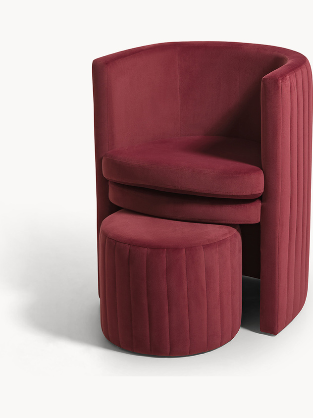 Round Armchair and Ottoman Set