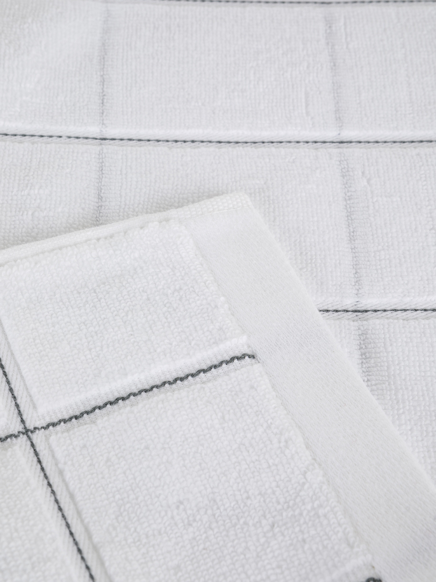 Pure cotton yarn-dyed checkered towel, White, large image number 2