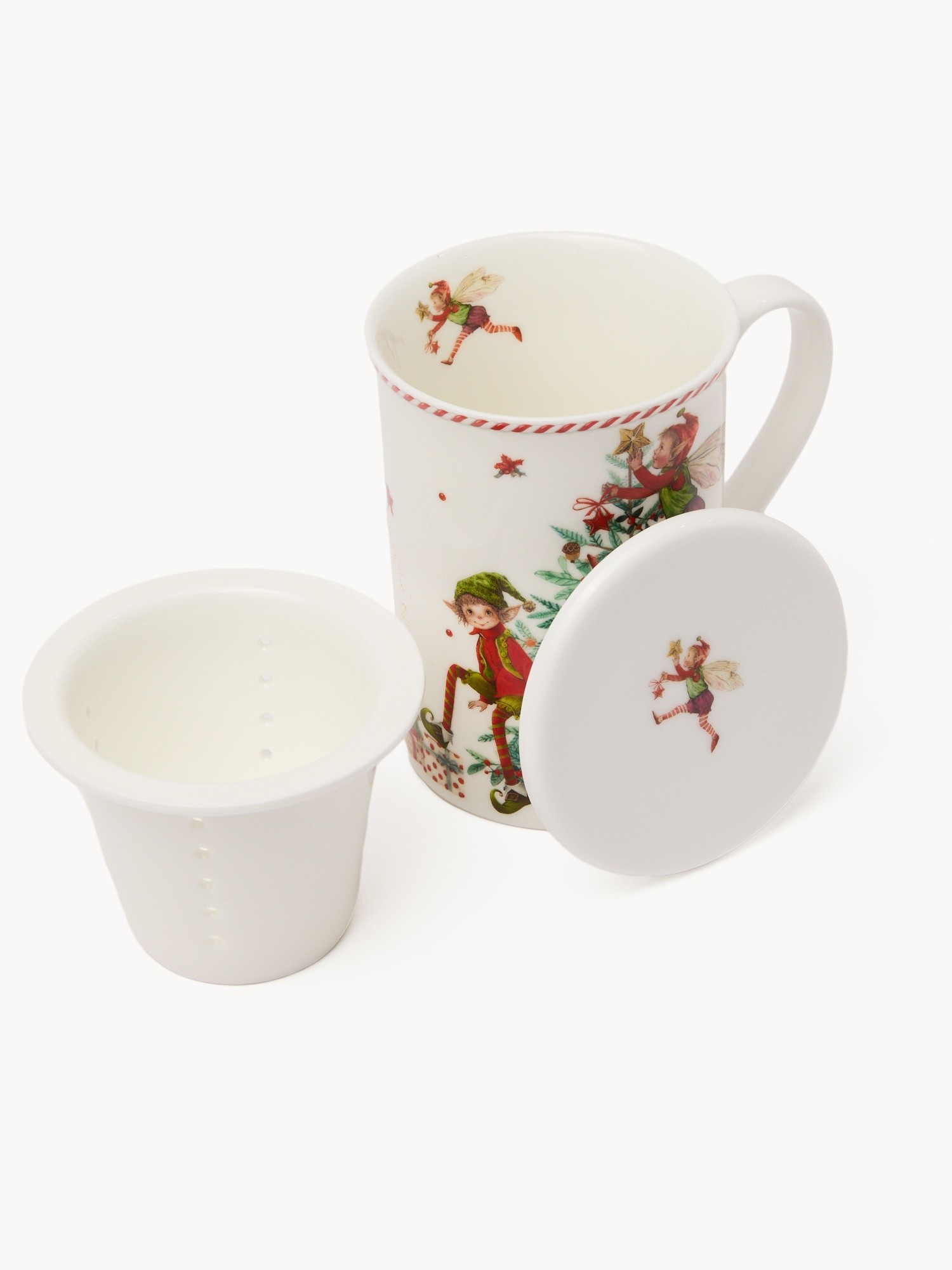 Porcelain tea-for-one set with a Christmas motif, Multicolor, large image number 1