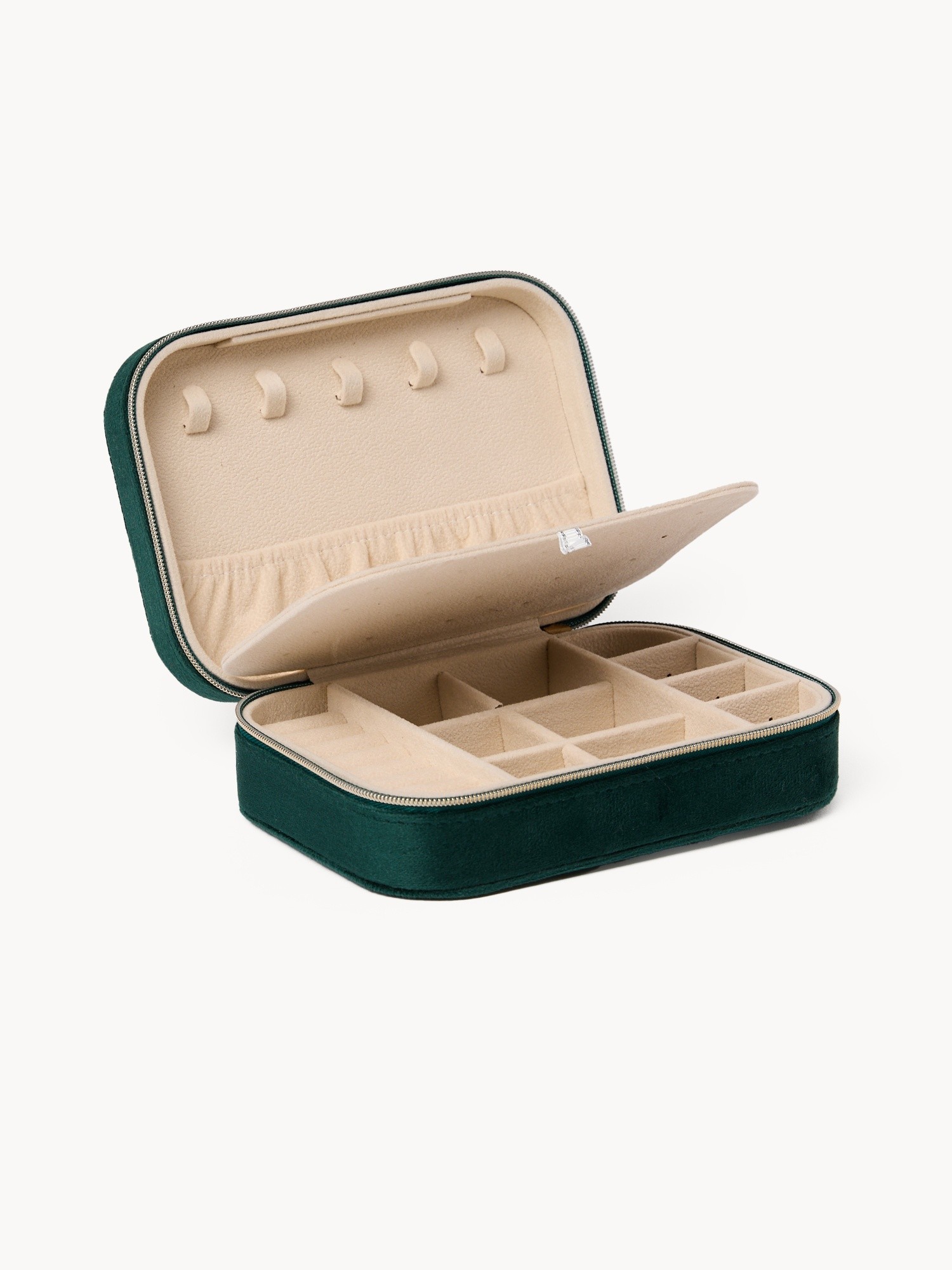 Velvet travel jewelry case, Green, large image number 1