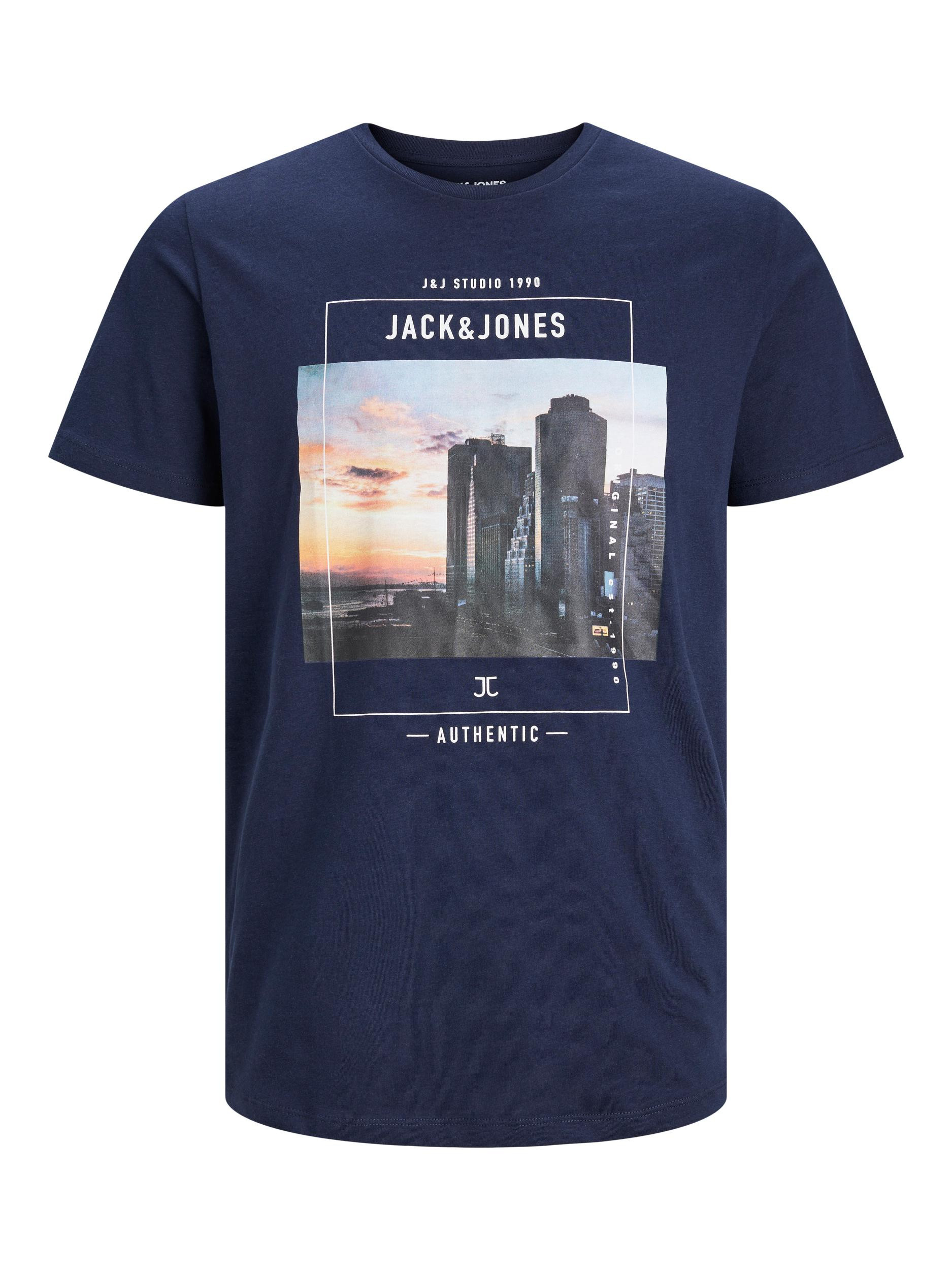 Jack & Jones -Cotton T-shirt with print, Dark Blue, large image number 0