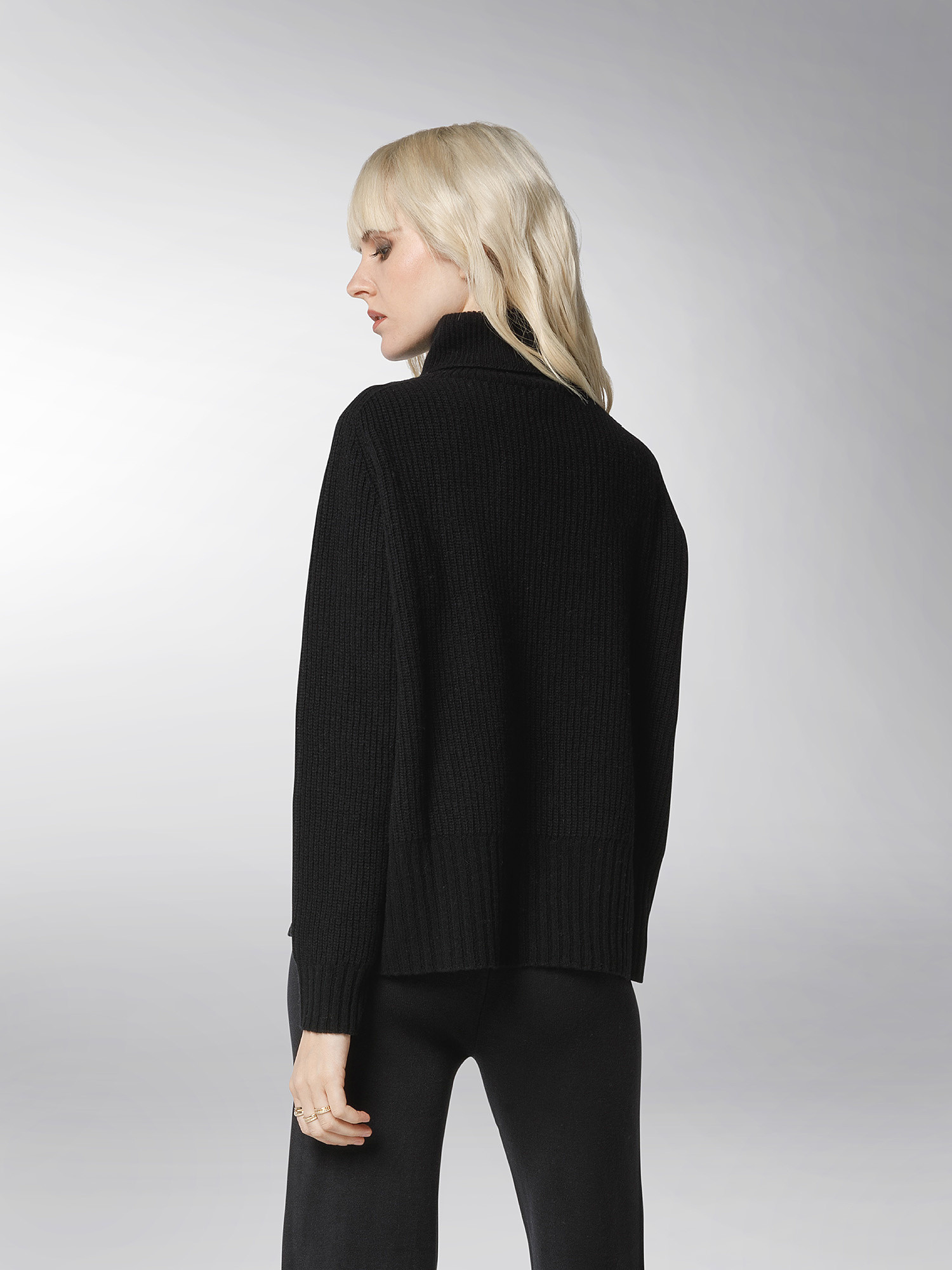 K Collection - Carded wool turtleneck pullover, Black, large image number 4