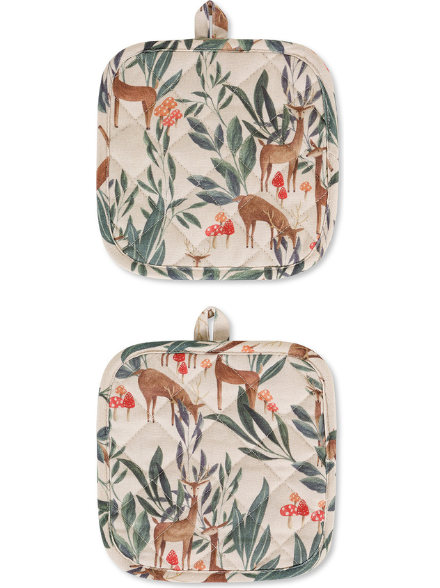 Set 2 presine panama di cotone stampa cerbiatto