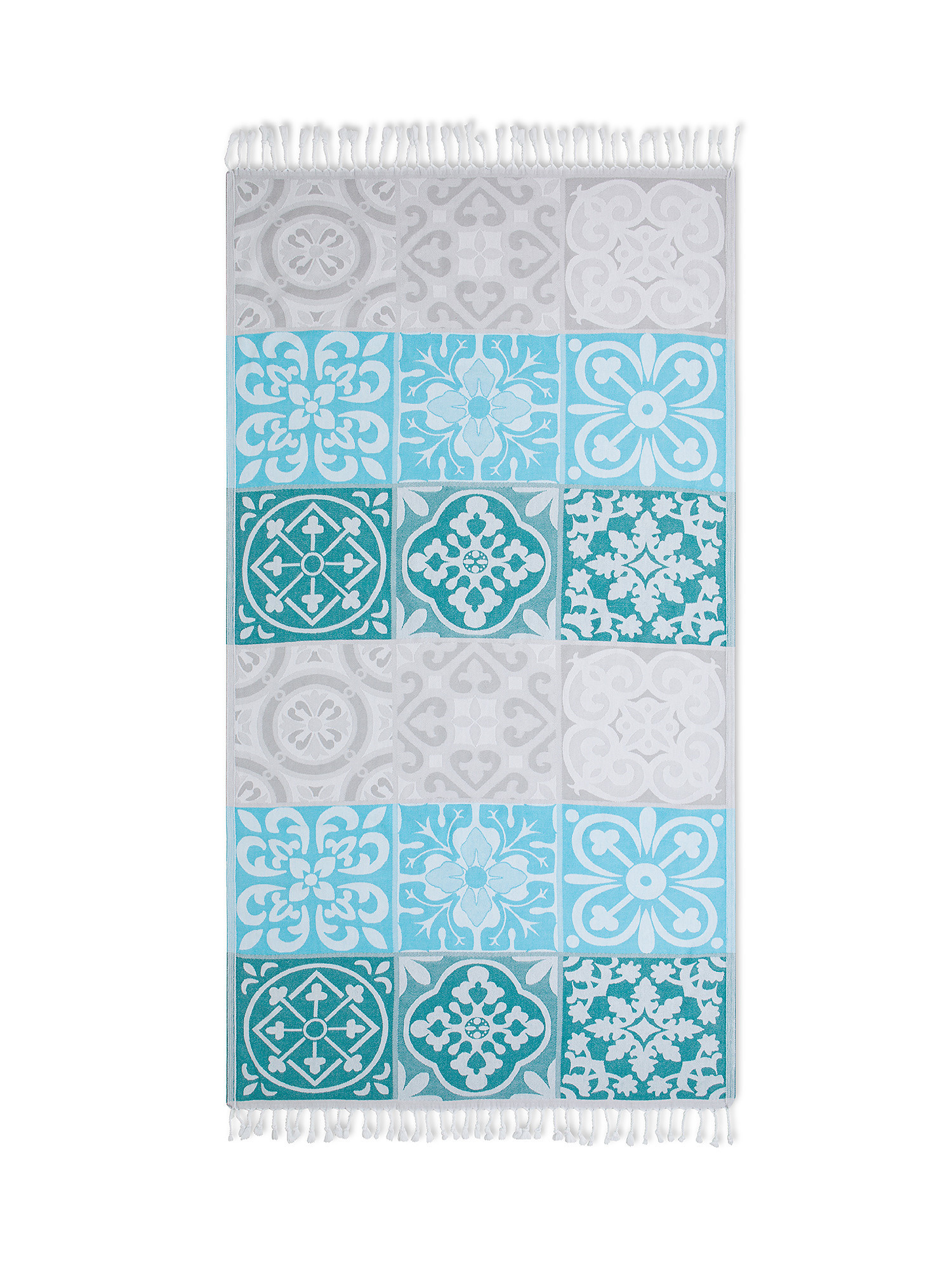 Majolica motif cotton hammam towel, Multicolor, large image number 0