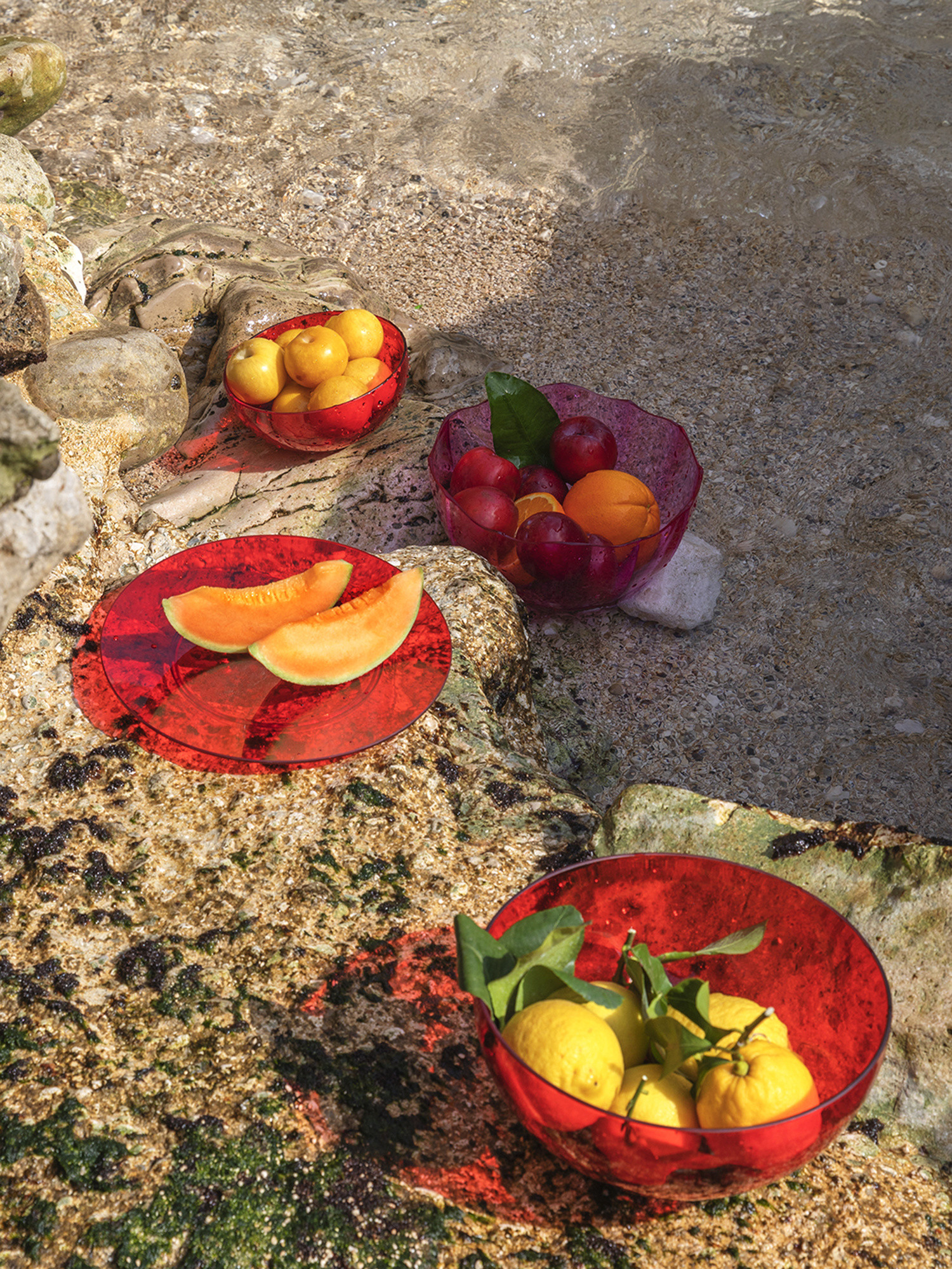 Piatto frutta plastica colorata, Rosso, large image number 2