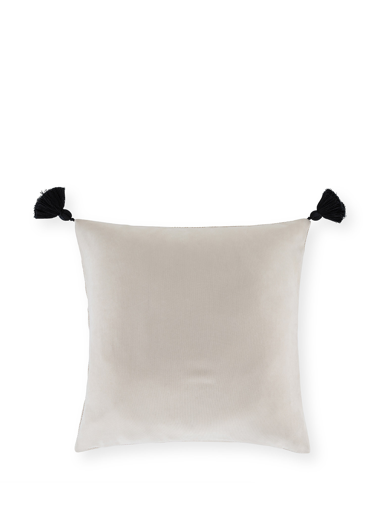 Jacquard cushion with tassel 50x50cm, Beige, large image number 1