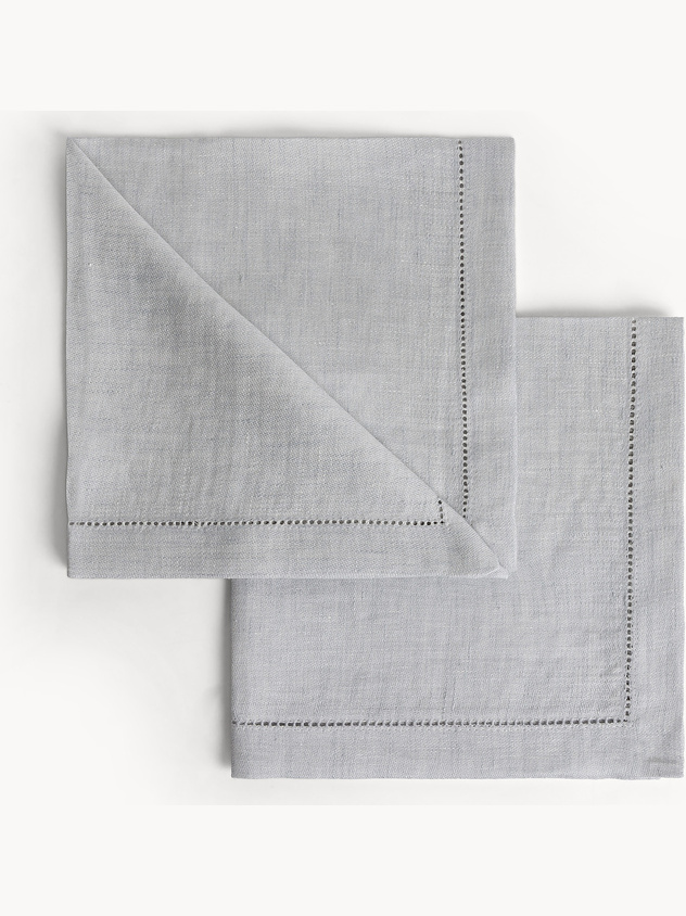 Set 2 tovaglioli puro lino orlo ajour