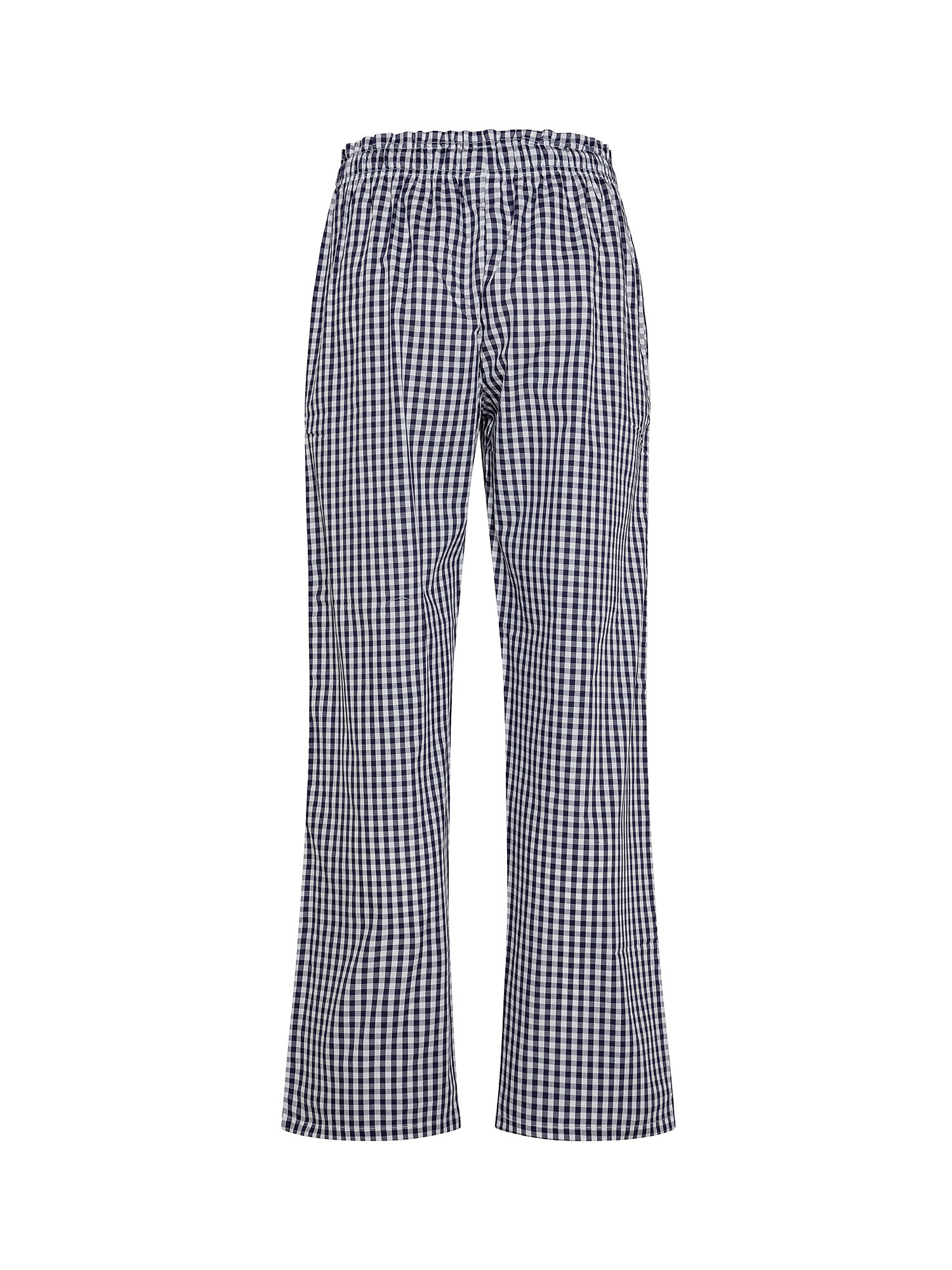 Pantaloni cotone tinto filo a quadretti, Blu, large